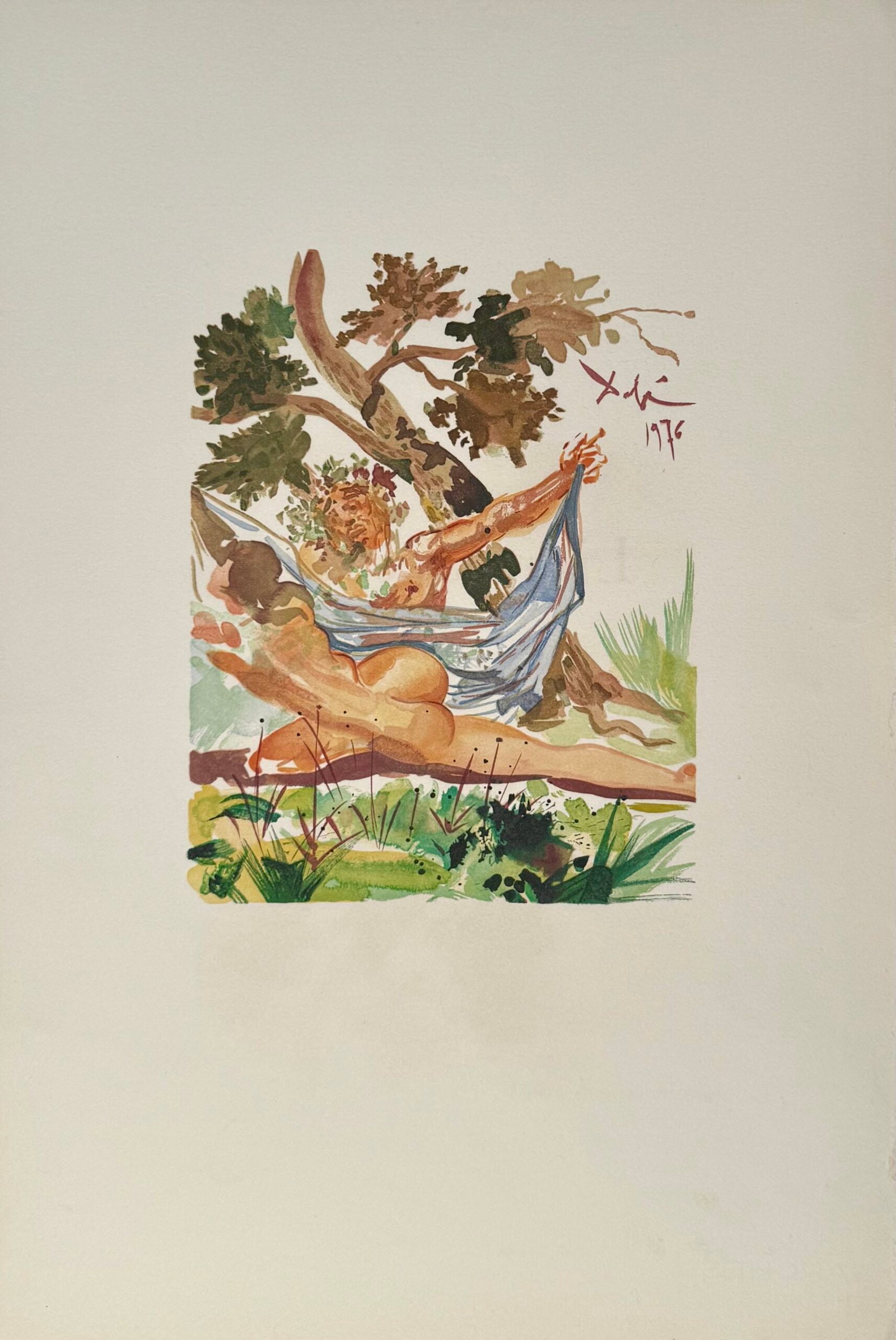 Salvador Dali - Infidele epouse de Menelas, 1979: Salvador Dali (1904-1989) Infidele epouse de Menelas, 1979 Woodblock in colors on "Arches paper" Size edition : 201 Signed in the plate Dimensions: + Size of the sheet : 55,5 x 37,5 cm - 21,85 × 14,7