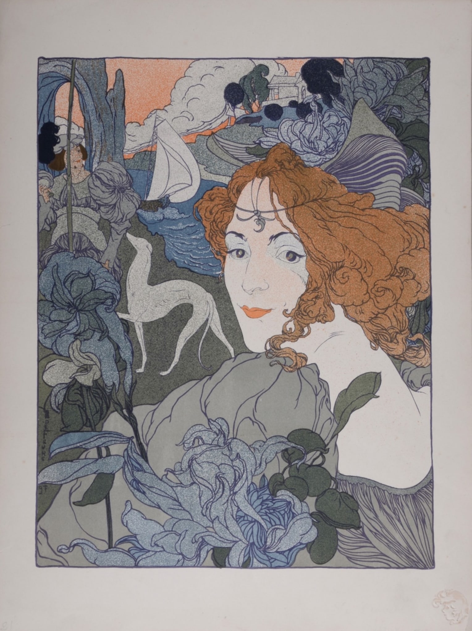 Georges de Feure : Le Retour, circa 1897: Georges de Feure (1868-1943) Le Retour, circa 1897 Lithograph on wove paper. L'Estampe Moderne's blind stamp on the bottom right corner. Dimensions: +Size of the sheet : 40.5 x 30.5 cm / 15,9 x 12 in.
