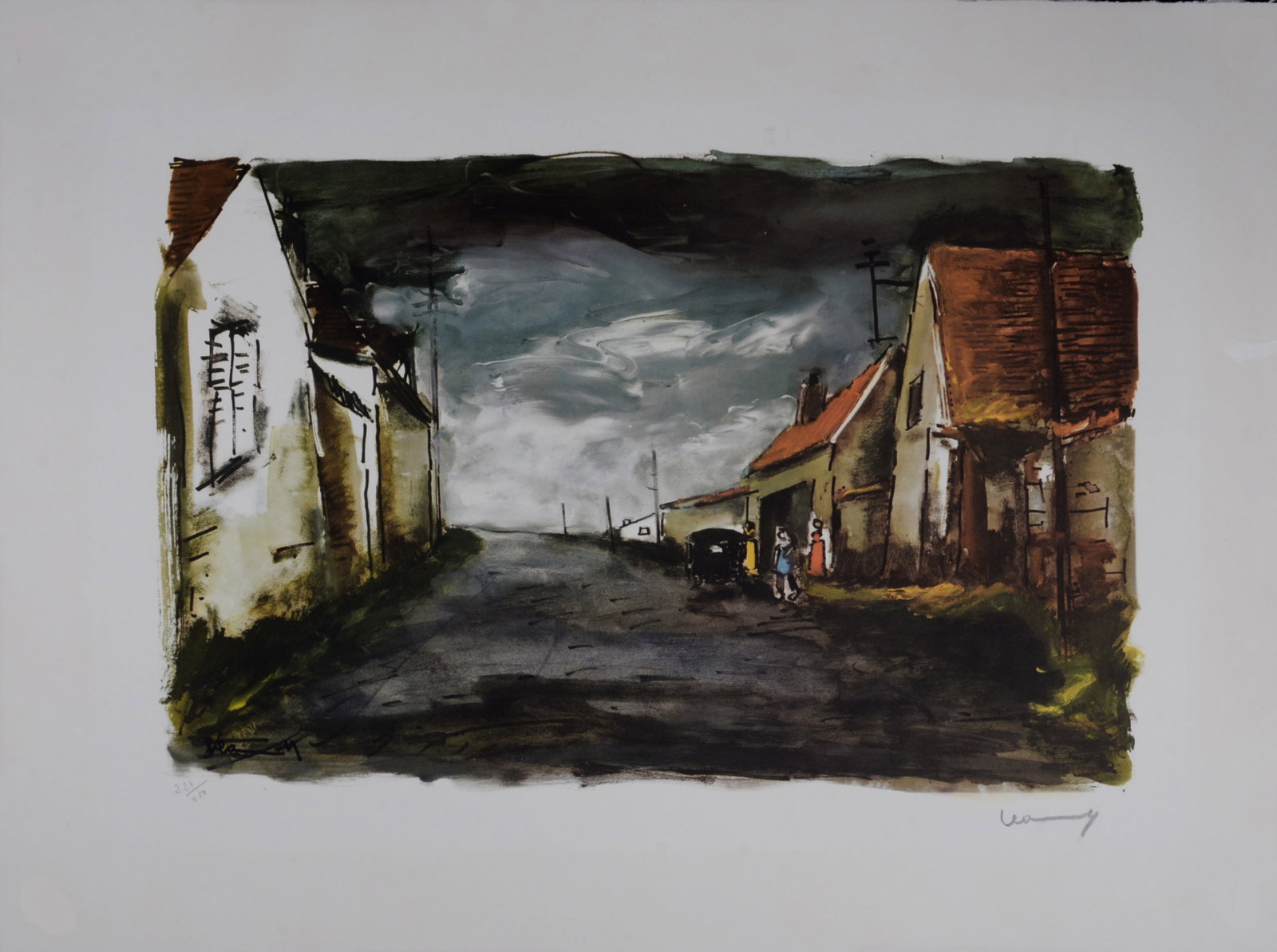 Maurice de Vlaminck : Rue de Village, circa 1950 - Hand-signed (1 of 6)