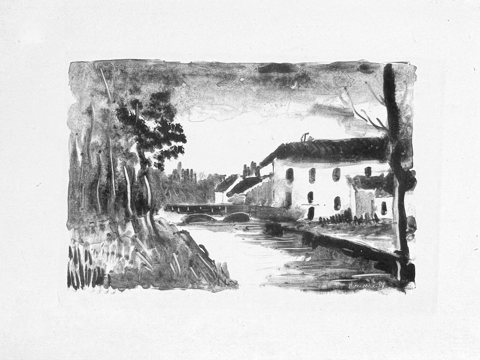 Maurice de Vlaminck : Le Moulin de la Naze, 1924: Maurice de Vlaminck Le Moulin de la Naze, 1924 Lithographie extraite du portfolio « Essai sur l’histoire de la lithographie en France. Les peintres lithographes de Manet a Matisse. Album de lithogr