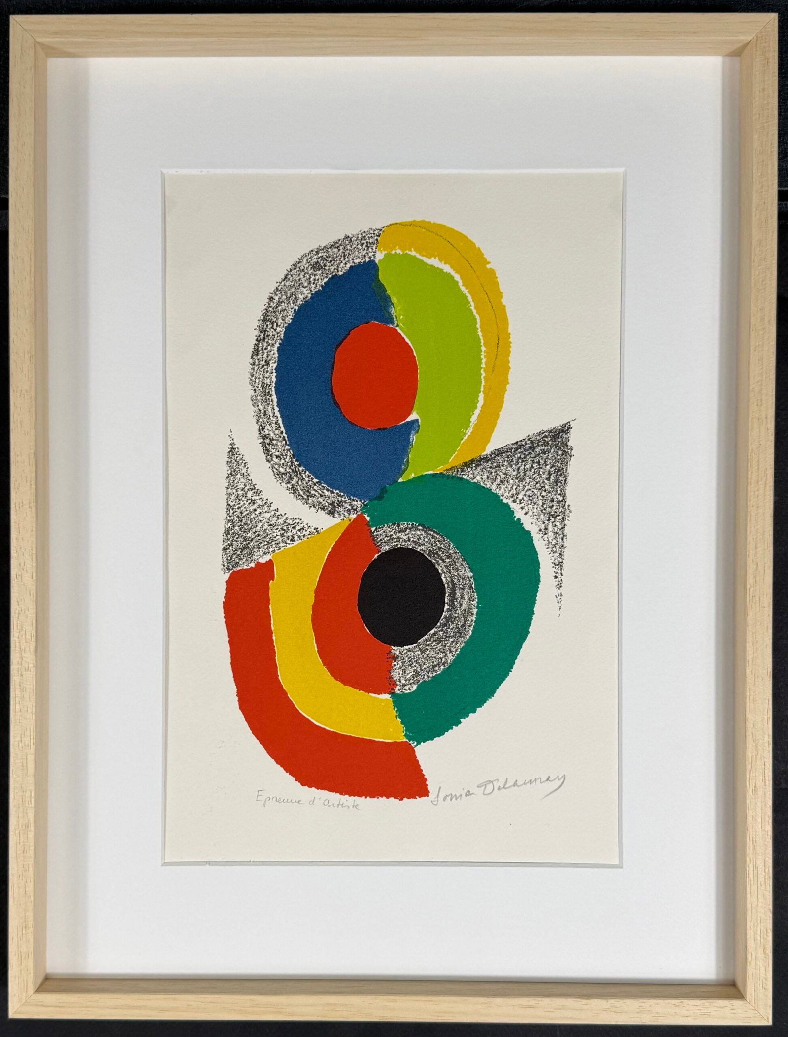 Sonia Delaunay - Rythme couleur, 1971 - Hand Signed: Sonia Delaunay (1885-1979) Rythme couleur, 1971 Original lithograph on Rives paper. Hand signed and Numbered "epreuve d'artiste", outside the edition of 150. Dimensions : + Size of the frame : 42 x 32