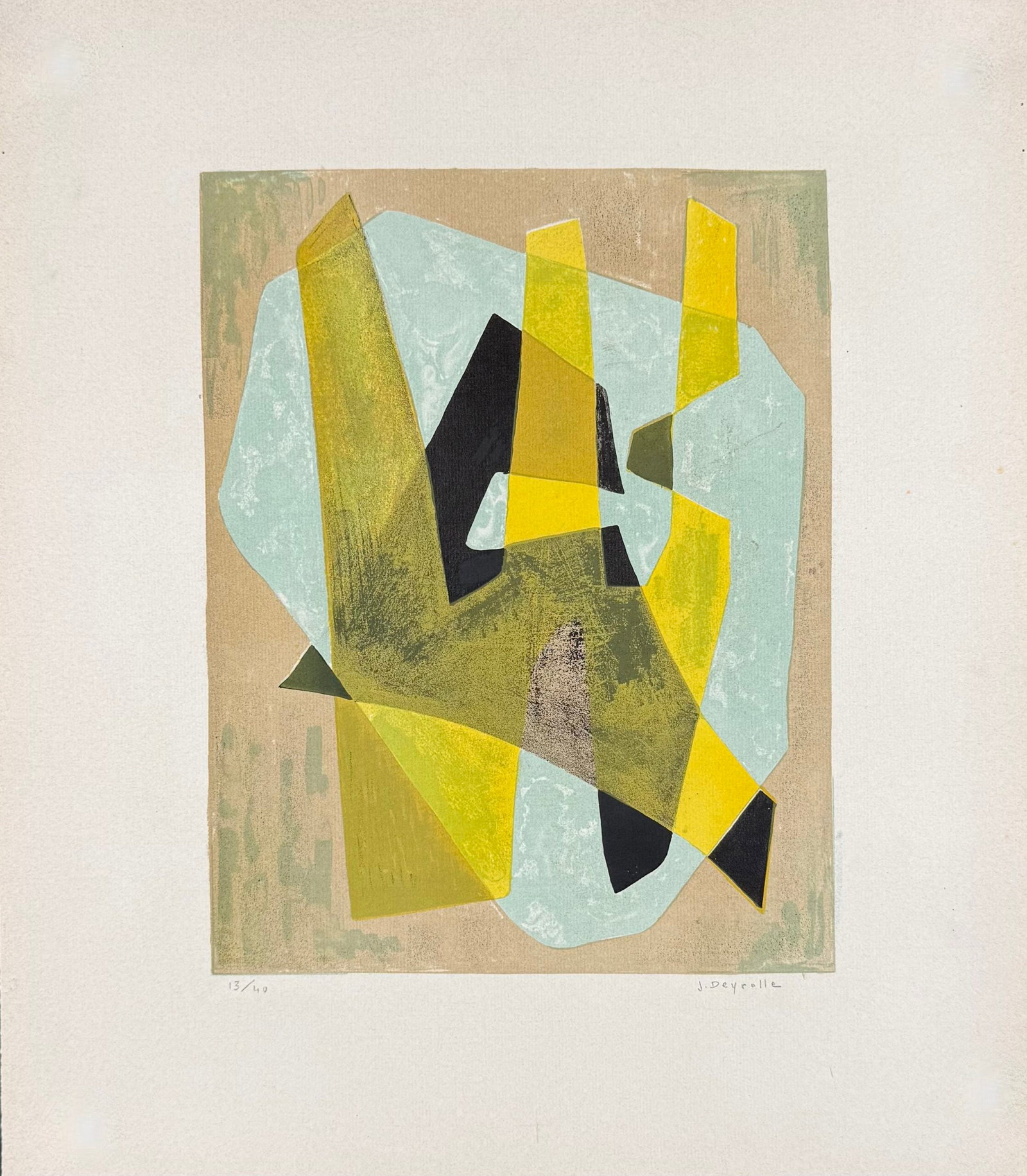 Jean Deyrolle : Abstract Composition #1, 1950 - Hand-signed (1 of 4)