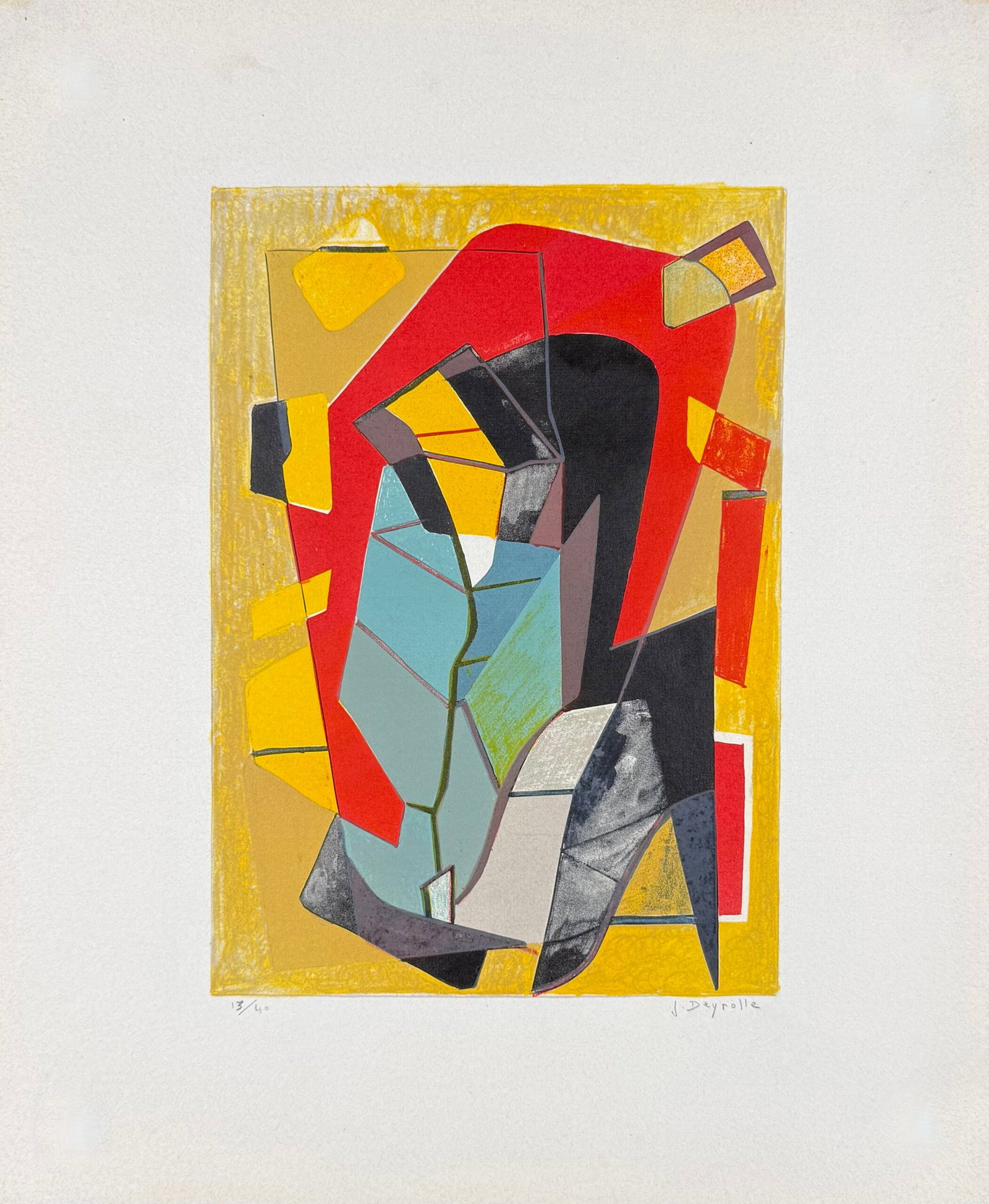 Jean Deyrolle : Abstract Composition #6, 1950 - Hand-signed (1 of 4)