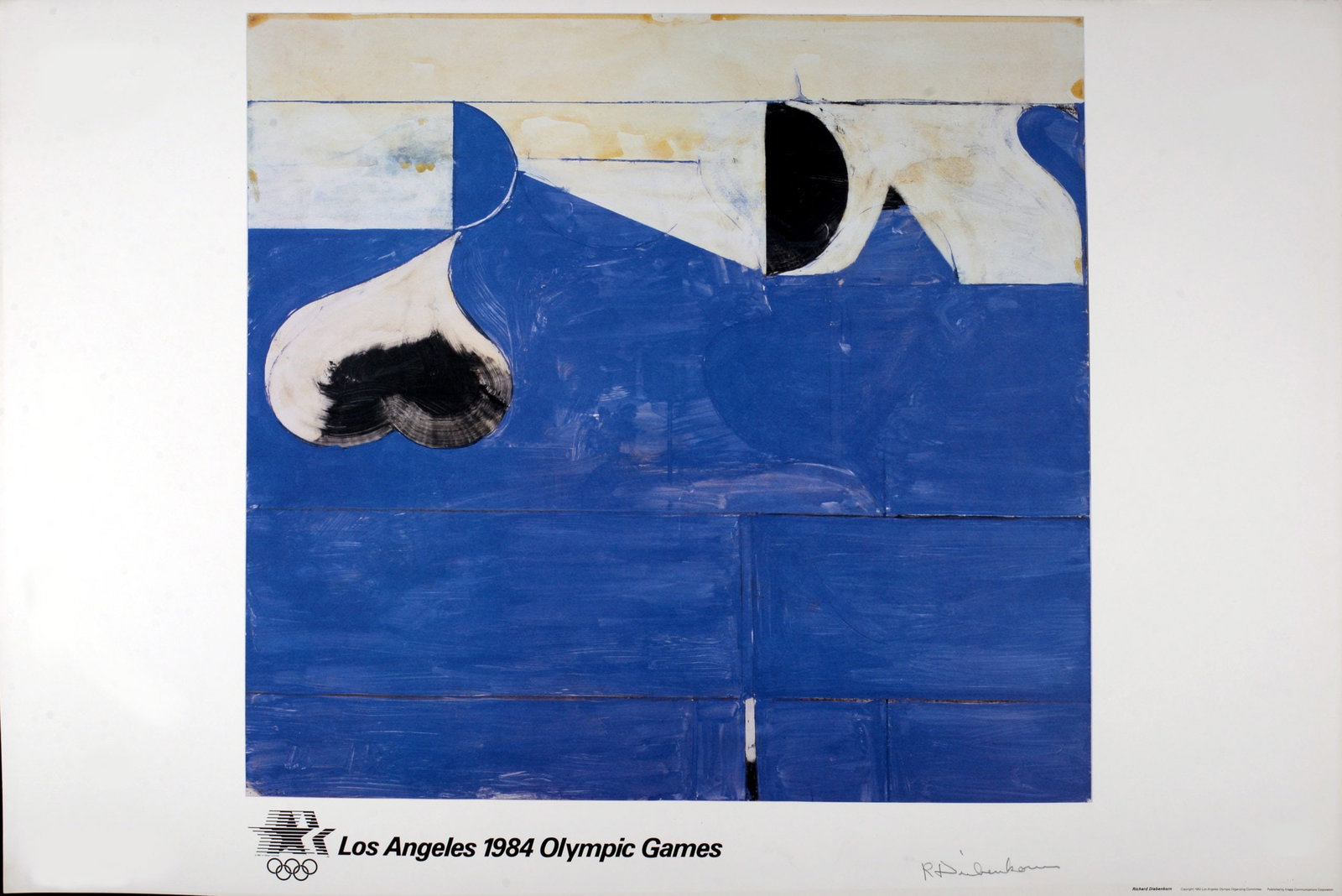 Richard Diebenkorn - Olympic Games Los Angeles, 1984 - Hand-signed: Richard Diebenkorn (1922-1993) Olympic Games Los Angeles, 1984 Large original Offset lithograph poster on Parsons Diploma Parchment. Hand-signed lower right margin & signed on the plate bottom left. E