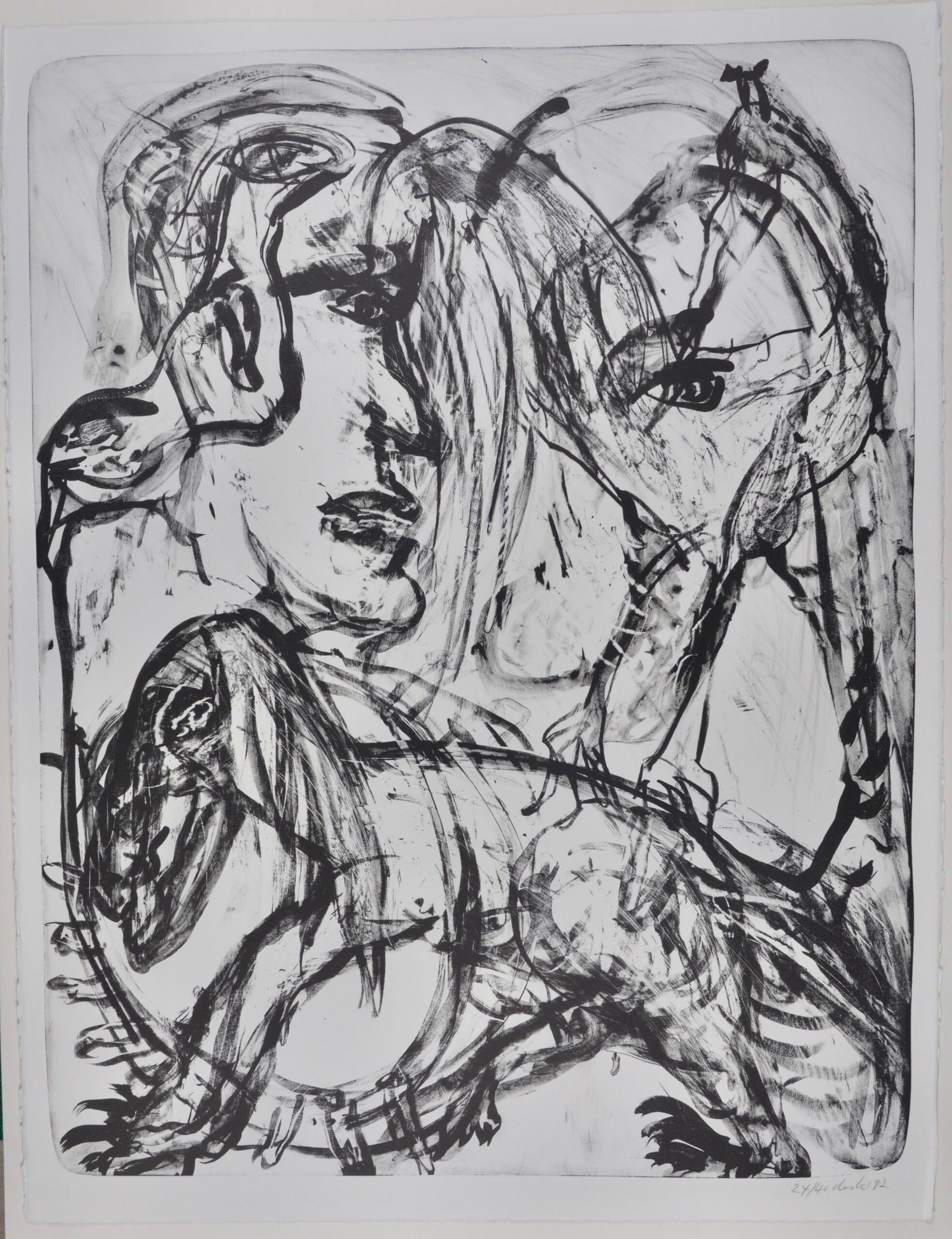 Martin Disler : Sans Titre, 1992: Martin Disler (1949-1996) Sans Titre, 1992 Lithograph on BFK Rives From the hand signed edition of 40 Hand signed and Numbered 24/40. Dimensions: Sheet size : 74.5 × 53.3 cm - 29.33 × 20.98 in Image