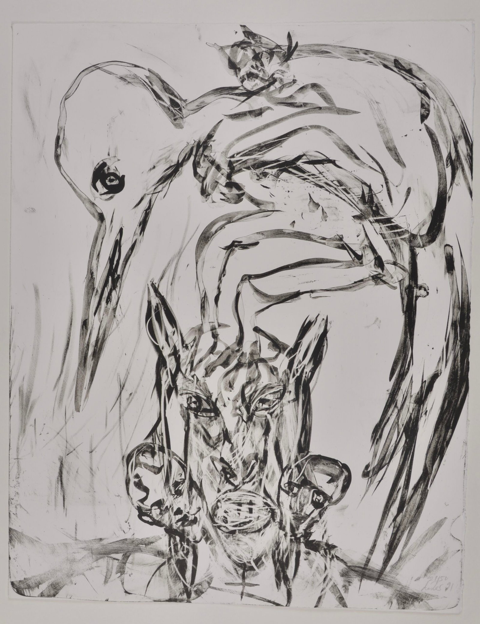 Martin Disler : Sans Titre, 1991: Martin Disler (1949-1996) Sans Titre, 1991 Lithograph on BFK Rives From the hand signed edition of 50 Hand signed and Numbered 21/50. Dimensions: Sheet size : 64 × 50 cm / 25.20 × 19.69 in Ref : Mas