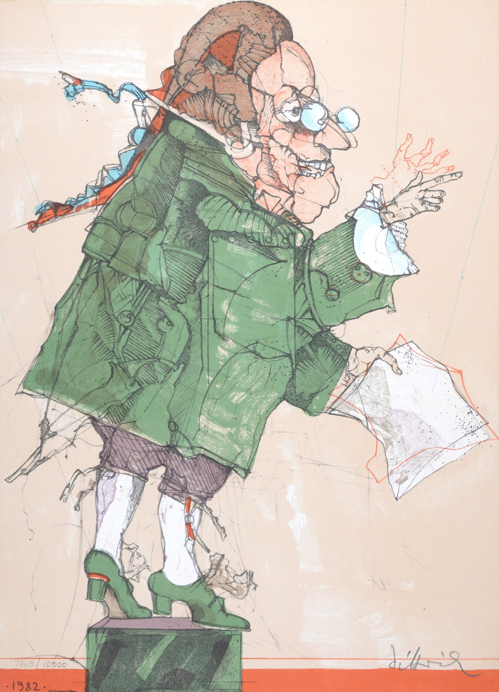 Simon Dittrich - Le Juge, 1982 - Hand-signed: Simon Dittrich (1940-) Le Juge, 1982 Original lithograph on wove paper Hand-signed in pencil and numbered 1943/10000 in pencil lower left. Dimensions: + Size of the sheet: 42 x 30 cm / 16,5 x 11,8 in.