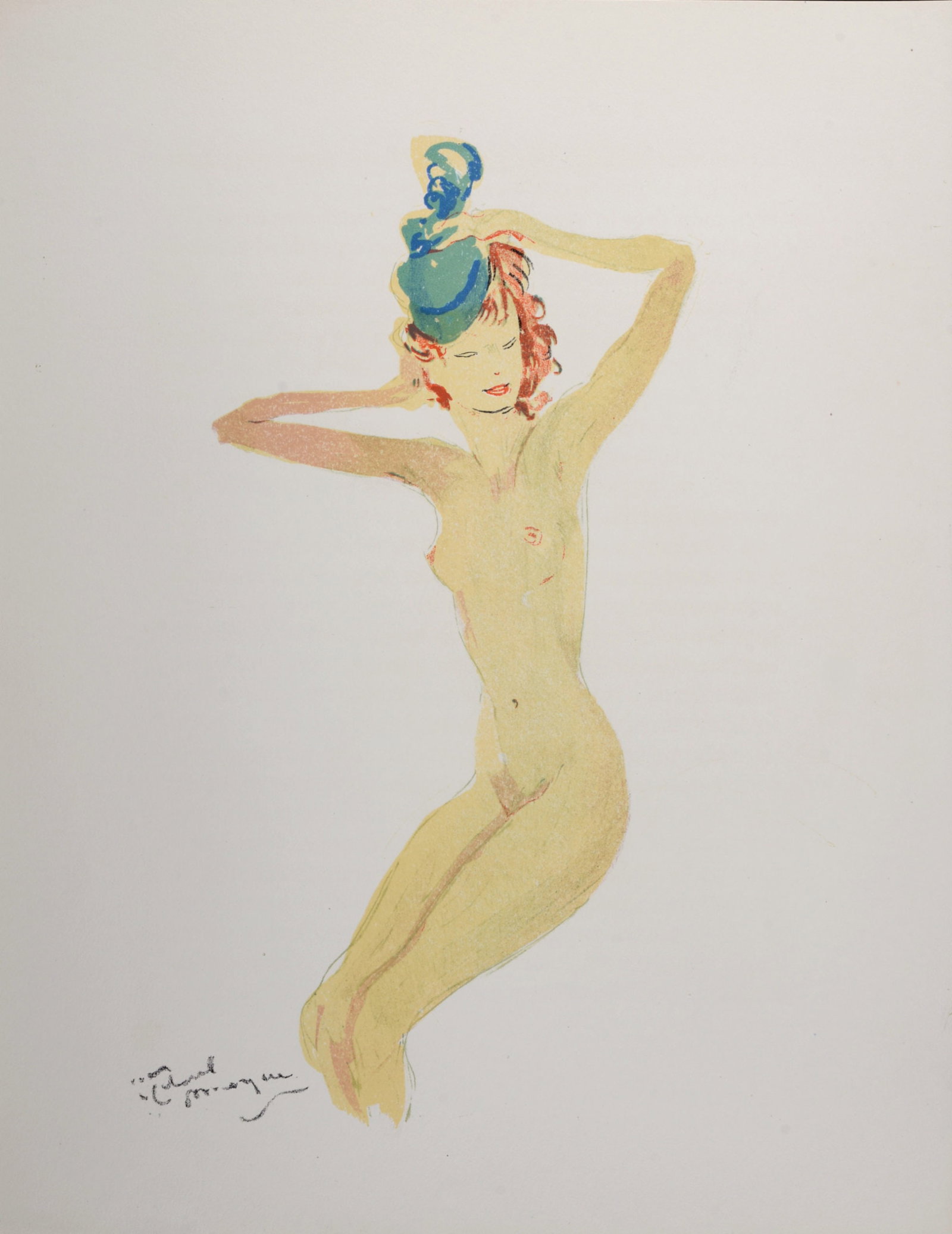 Jean-Gabriel Domergue - La Parisienne : Elvire, 1956: Jean-Gabriel Domergue (1889 - 1962) La Parisienne : Elvire, 1956 Lithograph in colors on velin Pur Fil du Marais. Signed on the plate lower left margin. Dimensions : + Size of the sheet : 41 x 32.5 cm