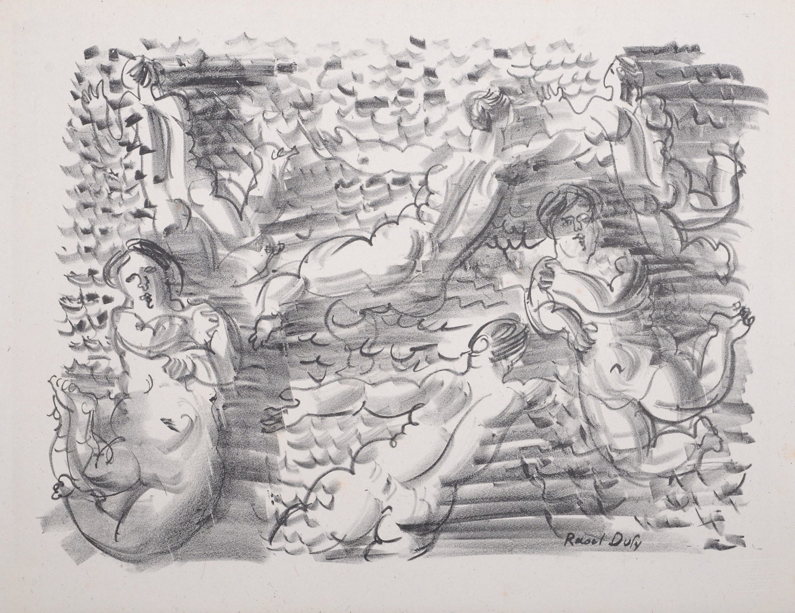 Raoul Dufy - Les Baigneuses, 1925: Raoul Dufy (1877-1953) Les Baigneuses, 1925 Lithographie sur papier de Chine. Signee dans la planche dans la marge inferieure droite Tampon "Galerie des Maitres-Graveurs Paris" dans le coin inferieur 