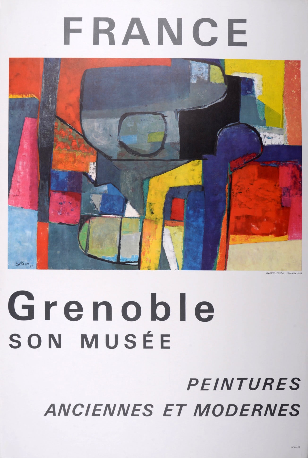 Maurice Esteve : Grenoble, son musee, 1958.: Maurice Esteve (1904-2001) Grenoble, son musee, 1958. Large lithograph in colors on poster paper. Plate-signed on the lower left corner of the image. Dimensions : + Size of the sheet : 96.2 x 65 cm / 