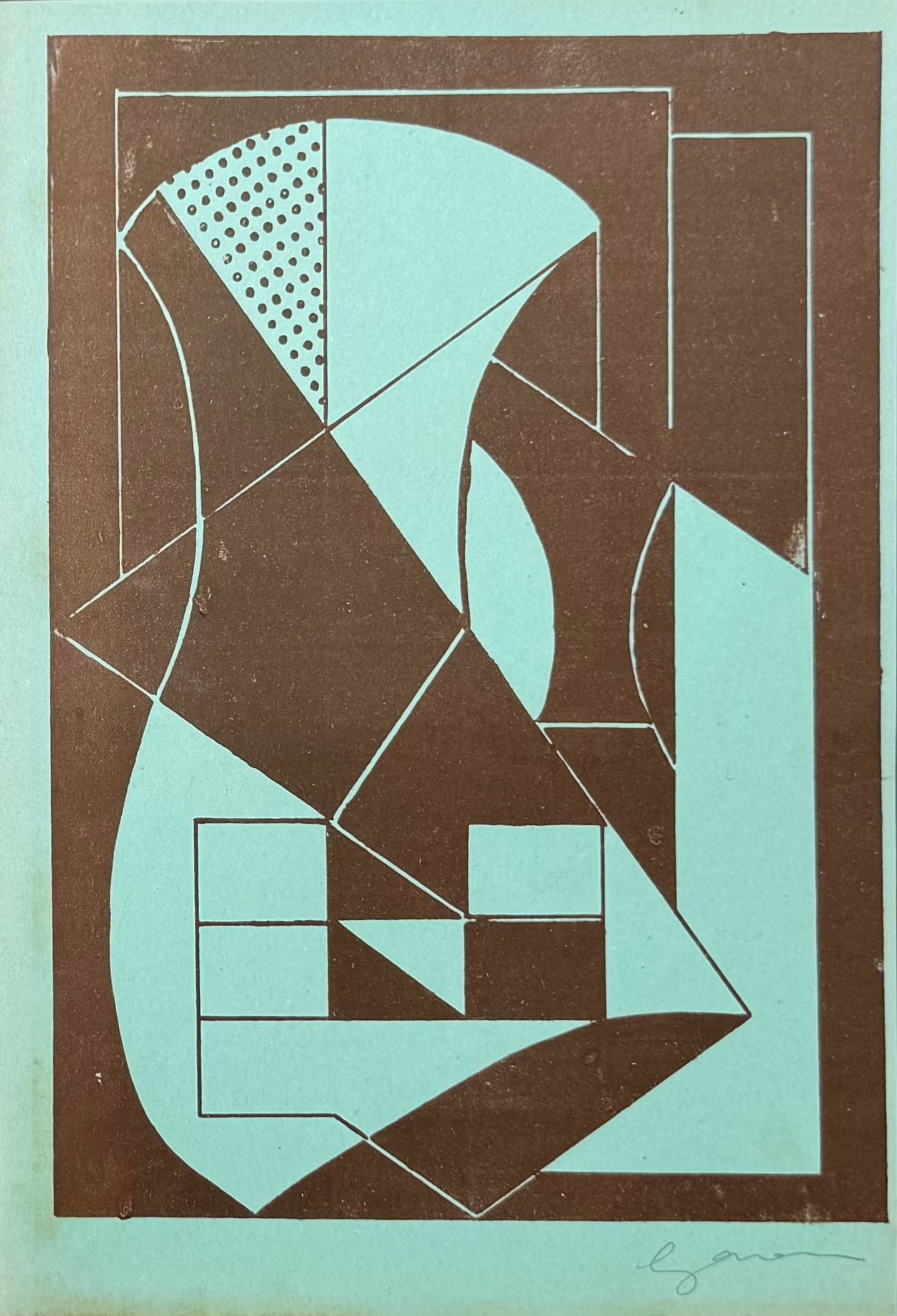 AUGUSTO GARAU : Abstract composition (Arte concreta, plate 12), 1949, hand signed (1 of 3)