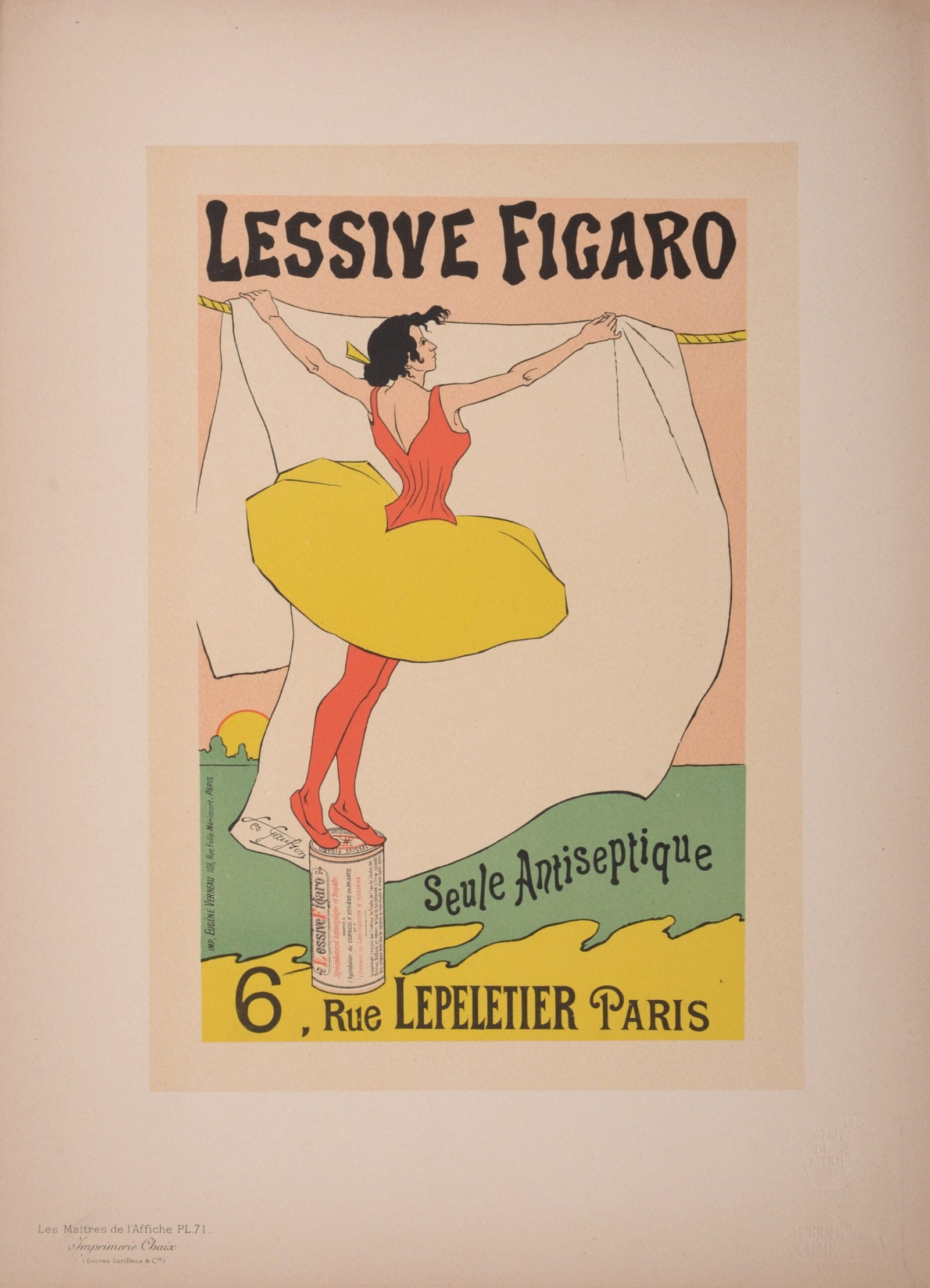 Leo Gausson : Les Maitres de L’Affiche - Lessive Figaro, 1897: Leo Gausson (1860-1944) Lessive Figaro, 1897 Les Maitres de L’Affiche : PL. 71 Signed on the plate lower right margin. Dimensions : + Size of the sheet : 39,4 x 28,7 cm / 15,5 x 11,3 in + Size of th