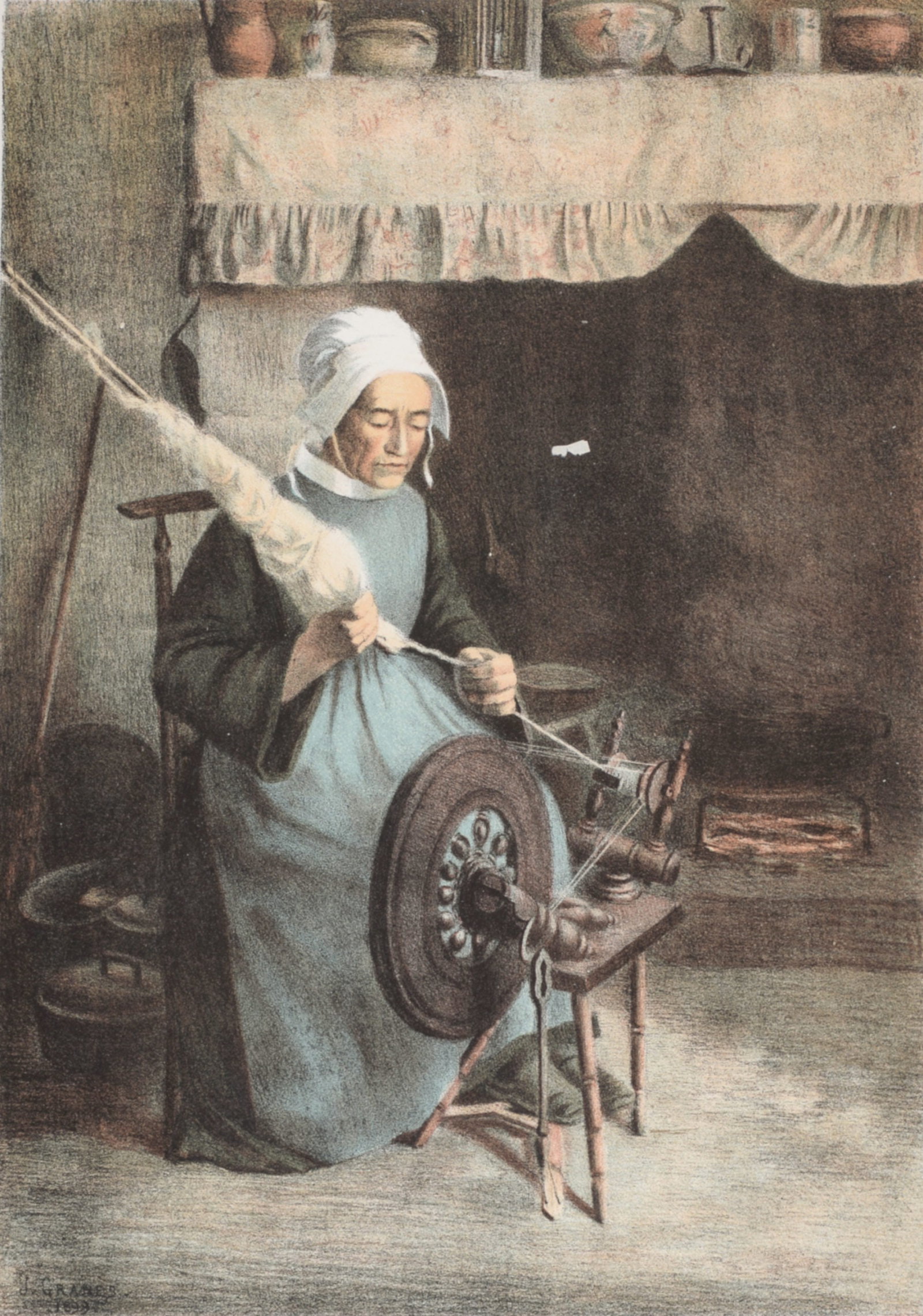 Jeanne Granes - L'Aieule, 1898: Jeanne Granes (1870-1923) L'Aieule, 1898 Lithograph on wove paper. Signed on the plate lower left margin. L'Estampe Moderne's blind stamp on the bottom right corner. Dimensions: +Size of the sheet: 41