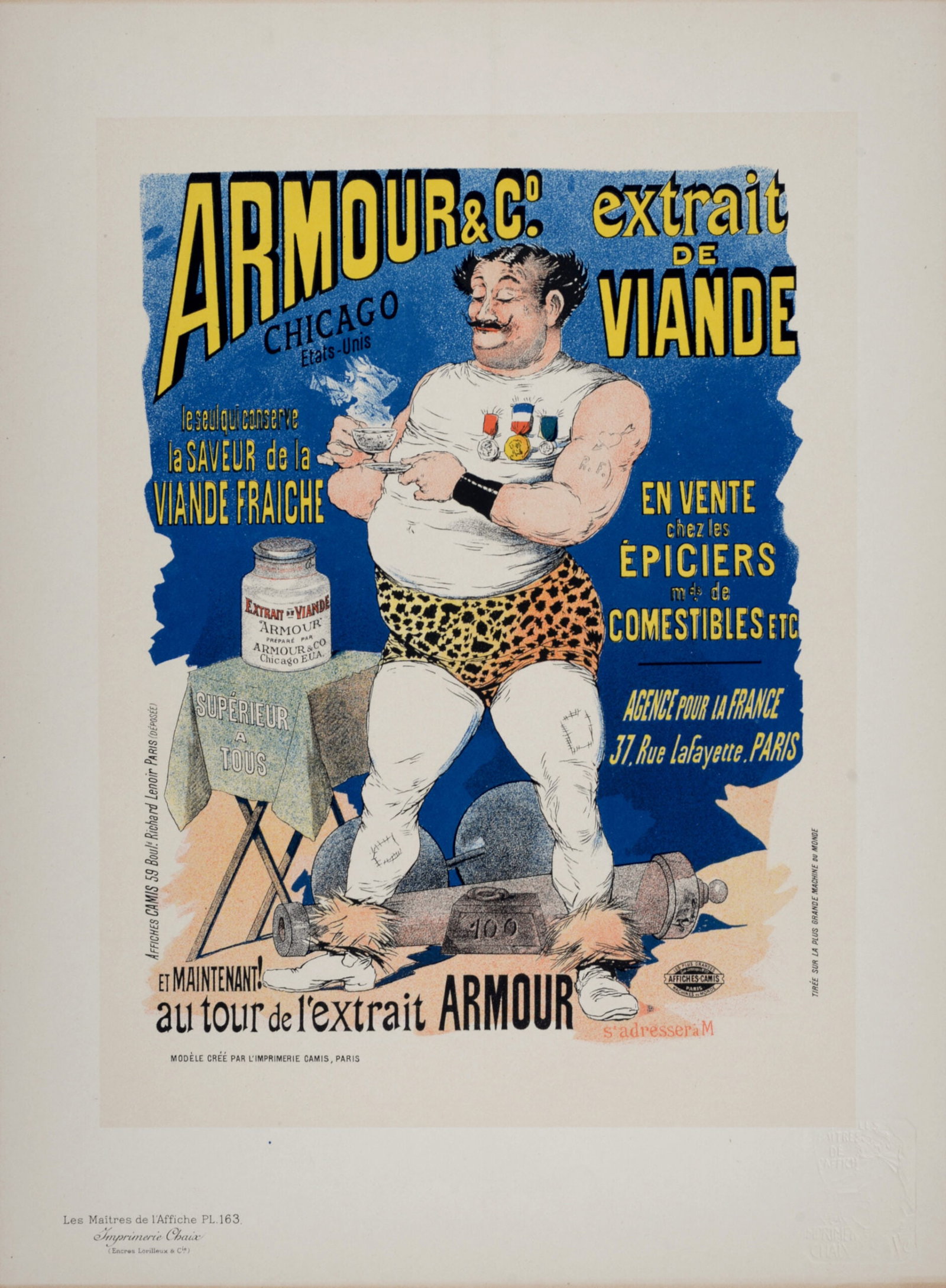 Albert Guillaume : Les Maitres de L’Affiche - Extrait de Viande Armour, 1899: Albert Guillaume (1873-1942) Extrait de Viande Armour, 1899 Les Maitres de L’Affiche : PL. 163 Lithograph on wove paper. Signed on the plate lower right margin. Dimensions : + Size of the sheet : 39