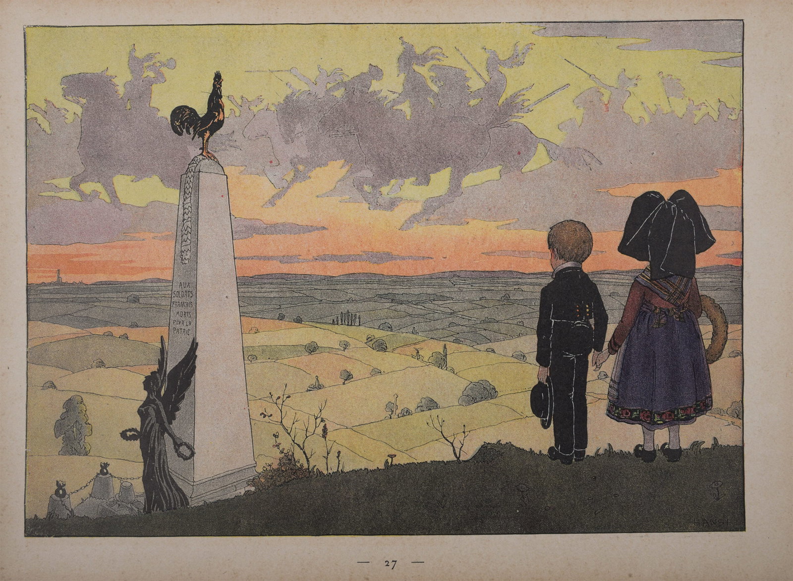 Jean-Jacques Waltz alias Hansi : Le champ de bataille, 1913 - Plate-Signed (1 of 5)