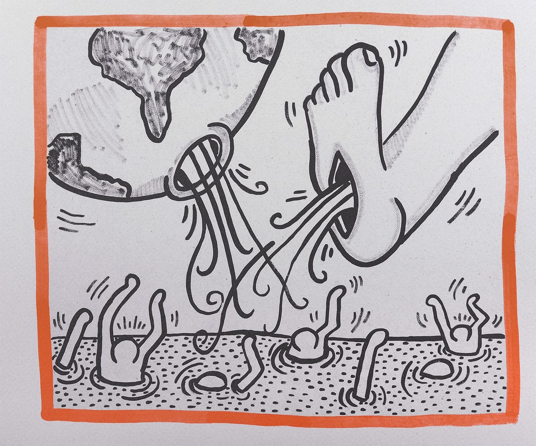 Keith Haring - Against all Odds : Untitled, 1990: Keith Haring (1958-1990) Untitled, 1990 Original lithograph on acid-free Rivoli paper. The edition consists of 2500 hardcover copies. The plate itself is unsigned and not numbered. Dimensions: + Size 