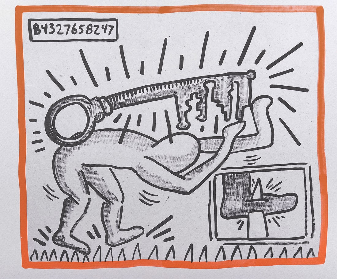 Keith Haring - Against all Odds : Untitled, 1990: Keith Haring (1958-1990) Untitled, 1990 Original lithograph on acid-free Rivoli paper. The edition consists of 2500 hardcover copies; The plate itself is unsigned and not numbered. Dimensions: + Size 