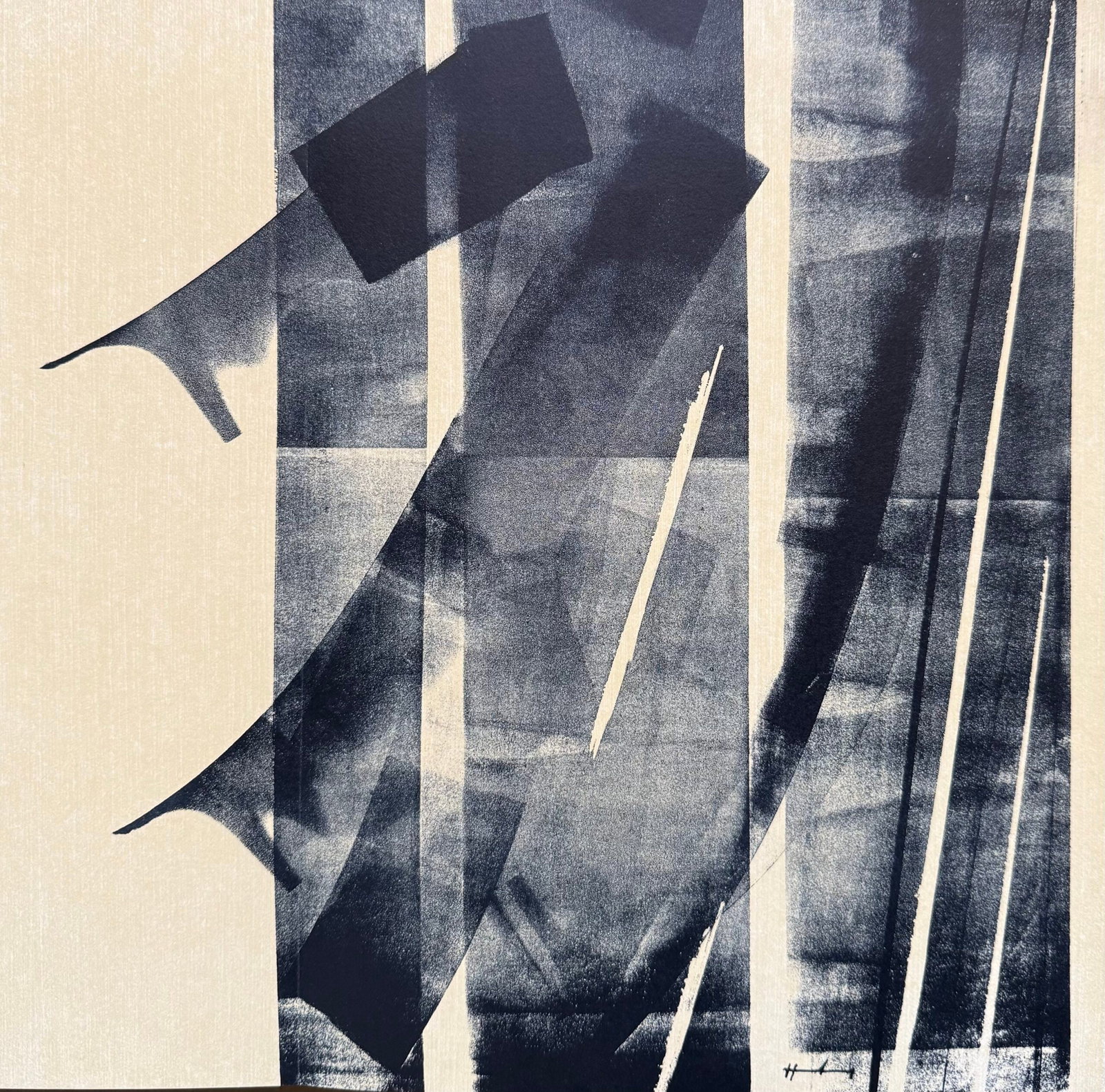 Hans Hartung : Neujahrskarte der Erker-Galerie, 1979: Hans Hartung (1904-1989) Neujahrskarte der Erker-Galerie — New Year's card of the Erker-Galerie, 1979 Original lithograph on BFK Rives paper, used as the New Year's greeting card of the Erker-Galeri