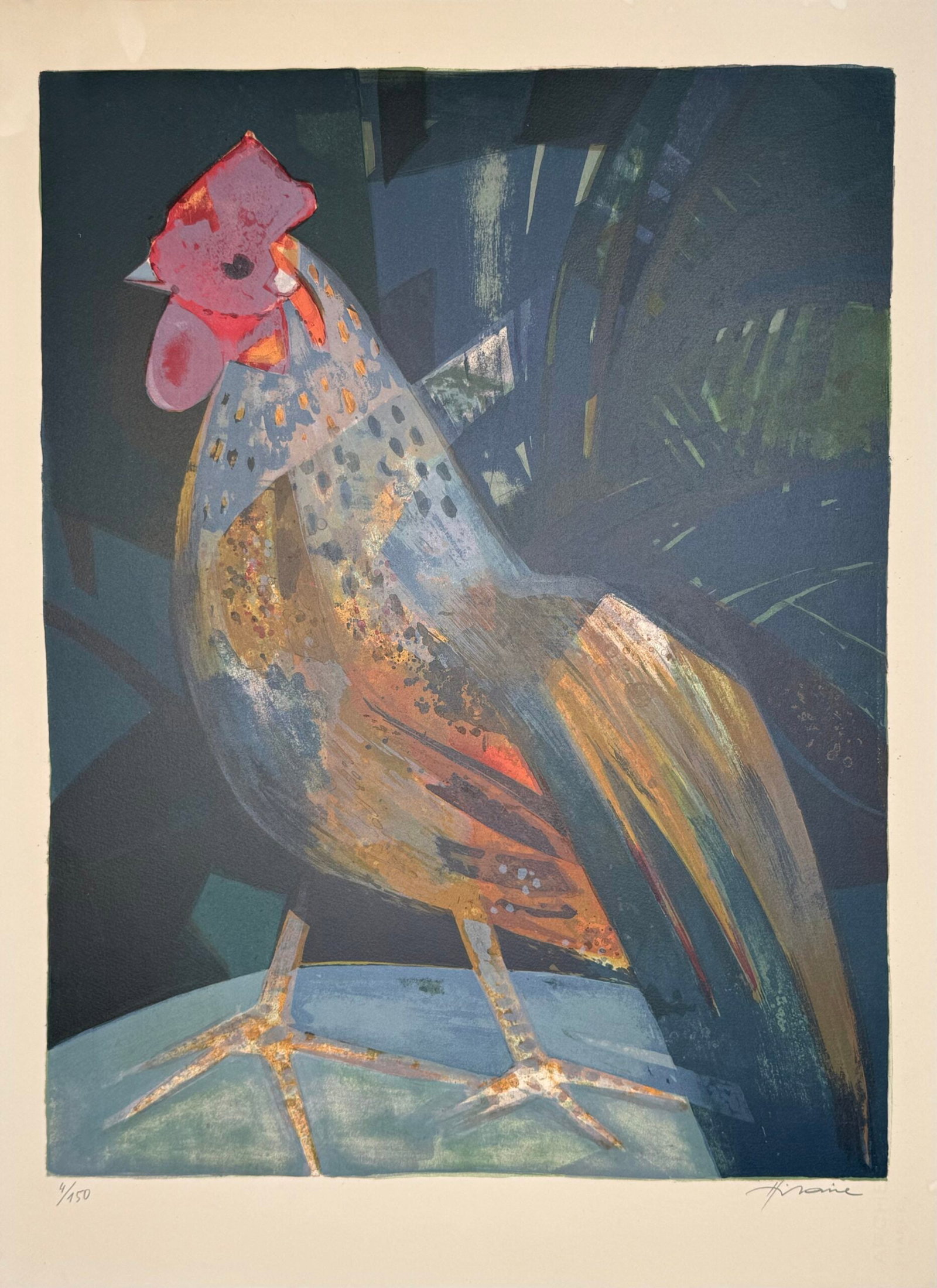 Camille HILAIRE : Le Coq, c.1970 (Hand Signed): Camille HILAIRE (French, 1916–2004) Le Coq, colour lithograph, c.1970 Printed for the restaurant Le Coq Hardi in Bougival. Pencil-numbered 4/150 in the lower left margin, pencil-signed "Hilaire" in 