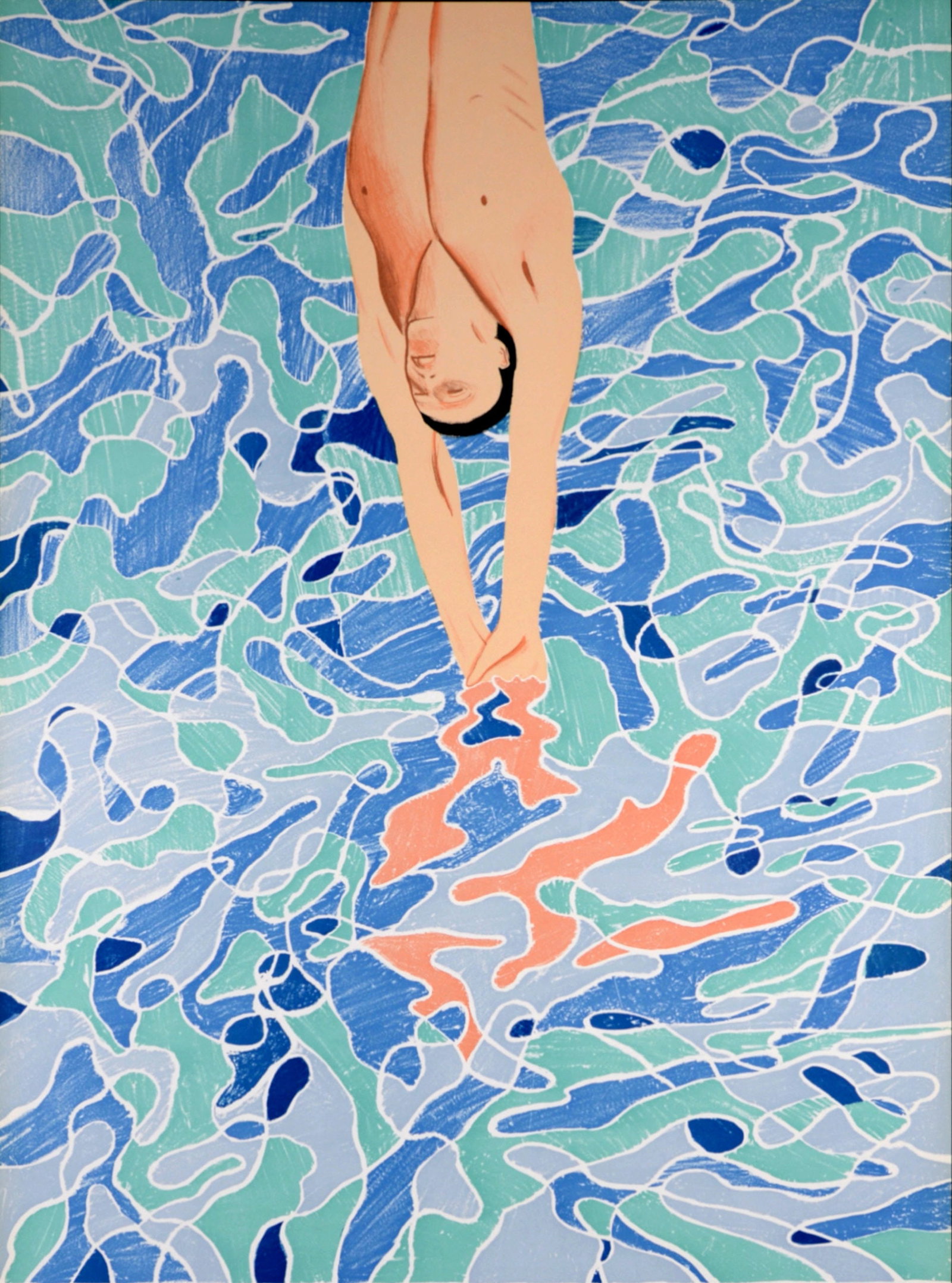 David Hockney - The Diver, Olympische Spiele Munchen, 1972: David Hockney (1937) The Diver, Olympische Spiele Munchen, 1972 Large lithograph poster on paper. Signed on the plate lower right margin. Dimensions: + Size of the sheet: 101 x 64 cm / 39,7 x 25 in. +