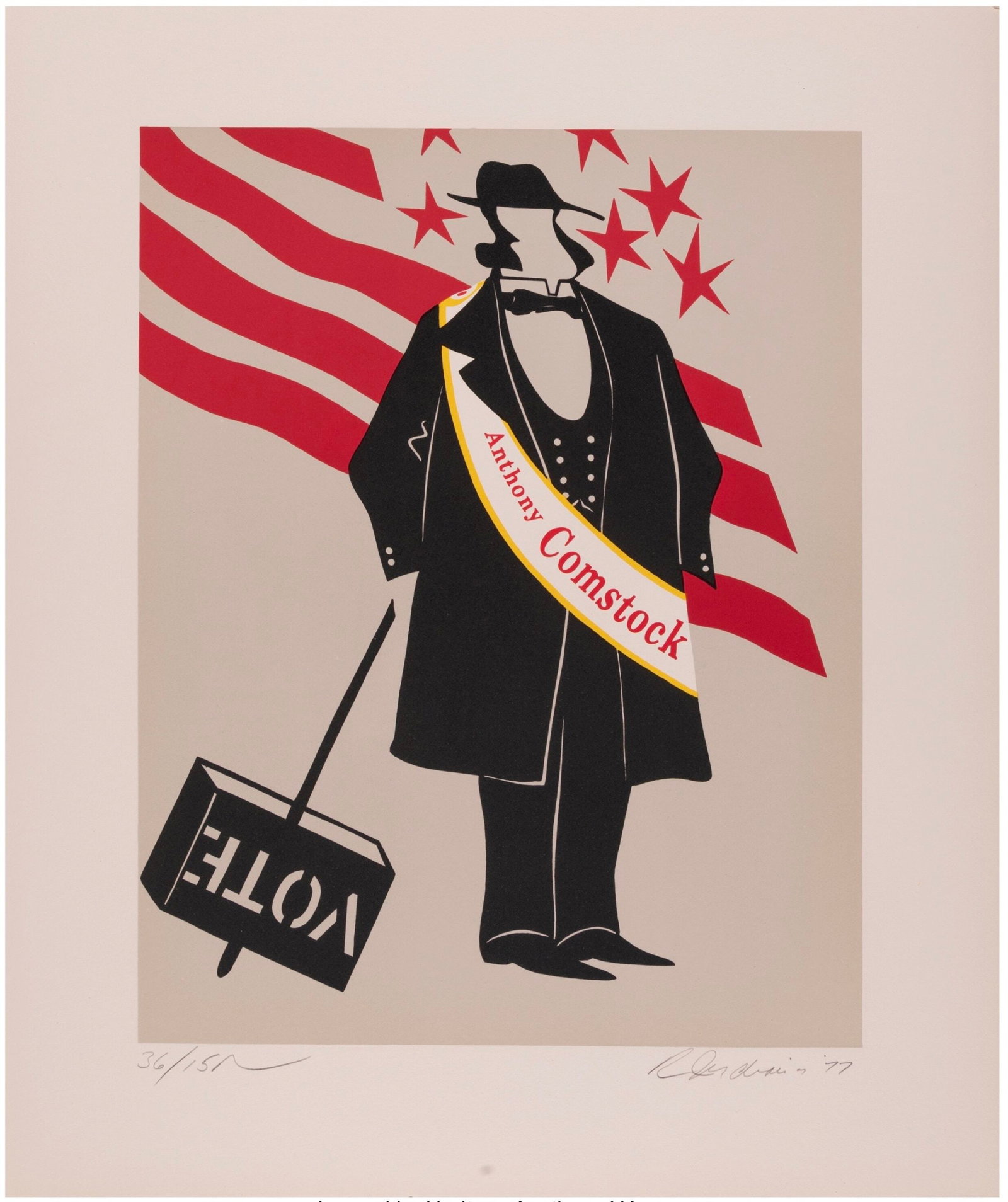 Robert Indiana - Anthony Comstock, 1977 - Hand-signed (1 of 4)