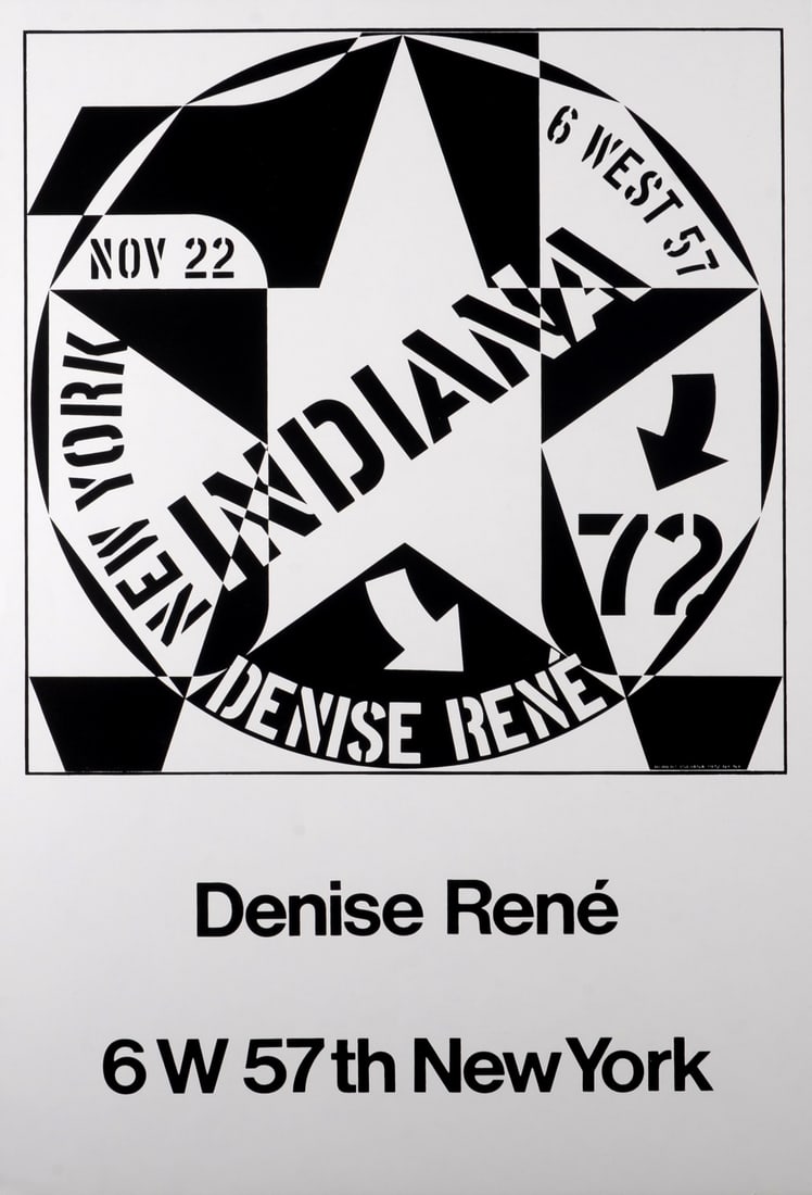 Robert Indiana : Denise Rene, 1972 - Hand-signed: Robert Indiana (1928-2018) Denise Rene, 1972 Silkscreen on wove paper. Hand-signed and numbered 10/25 on the back of the sheet. Dimensions : + Size of the sheet : 45.7 x 30.4 cm / 18 x 11.9 in. + Size