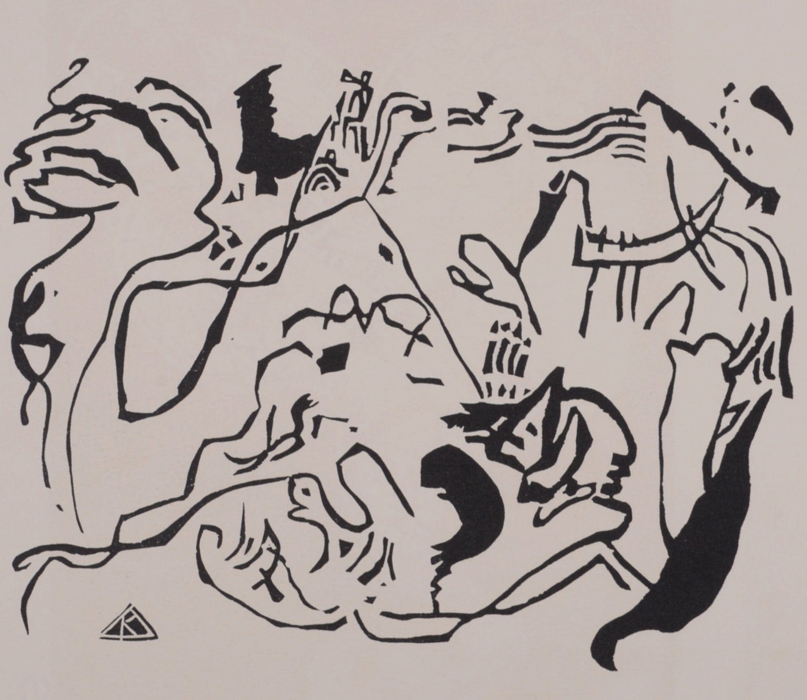 Vassily Kandinsky - Judgement Day, c. 1975: Vassily Kandinsky (1866-1944) Judgement Day, c. 1975 Original Woodcut print on hand-made Velin d'Arches paper, printed with the original 1911 wood blocks. Edition of 2 000. Signed on the plate lower l