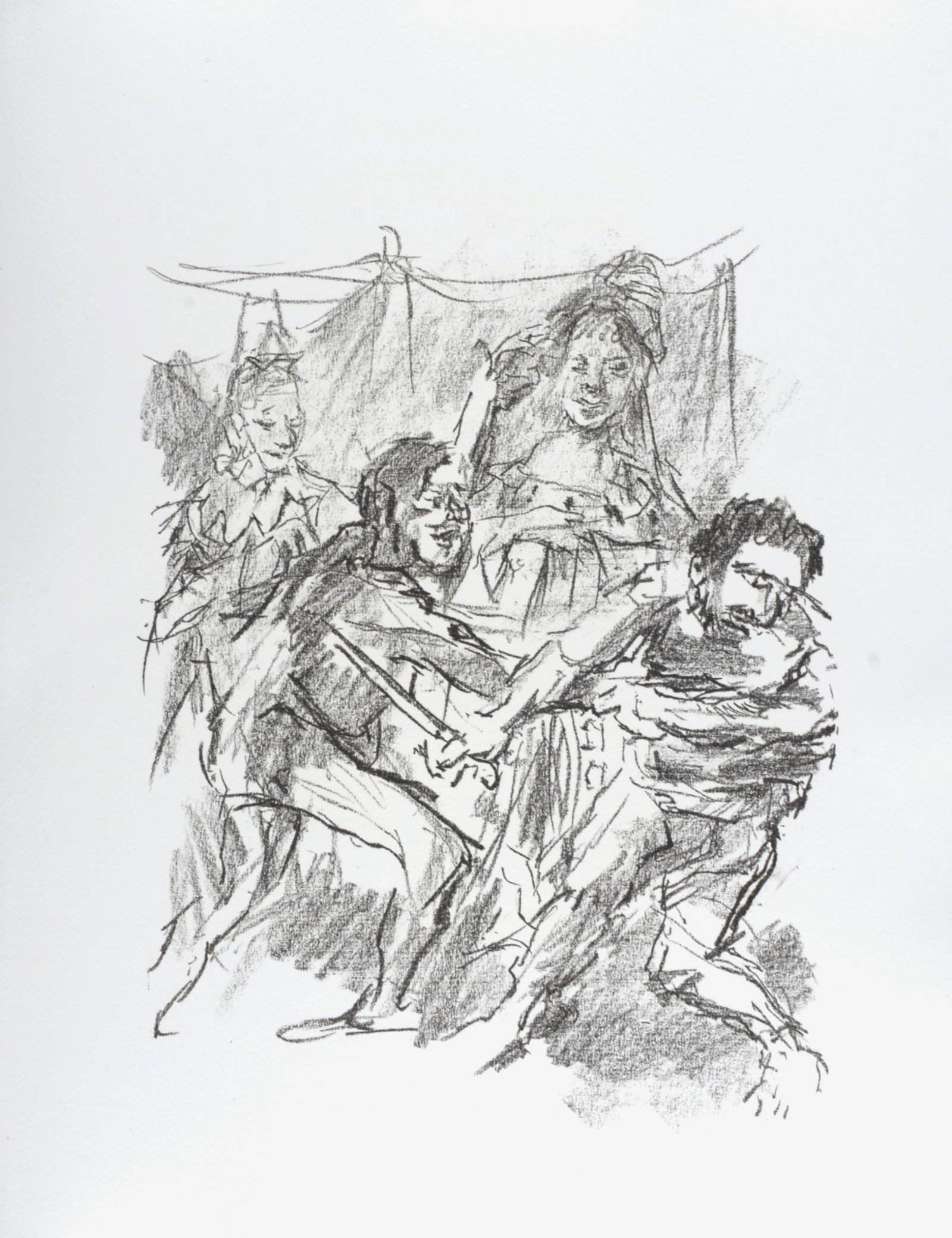 Oskar Kokoschka - Edgar and Edmund fight , 1963: Oskar Kokoschka (1886-1980) Edgar and Edmund fight , 1963 Lithograph on Handmade Crisbrook paper. Dimensions: + Size of the sheet: 45,5 x 36 cm / 17,9 x 14,2 in. + Size of the image: 36,5 x 26 cm / 14