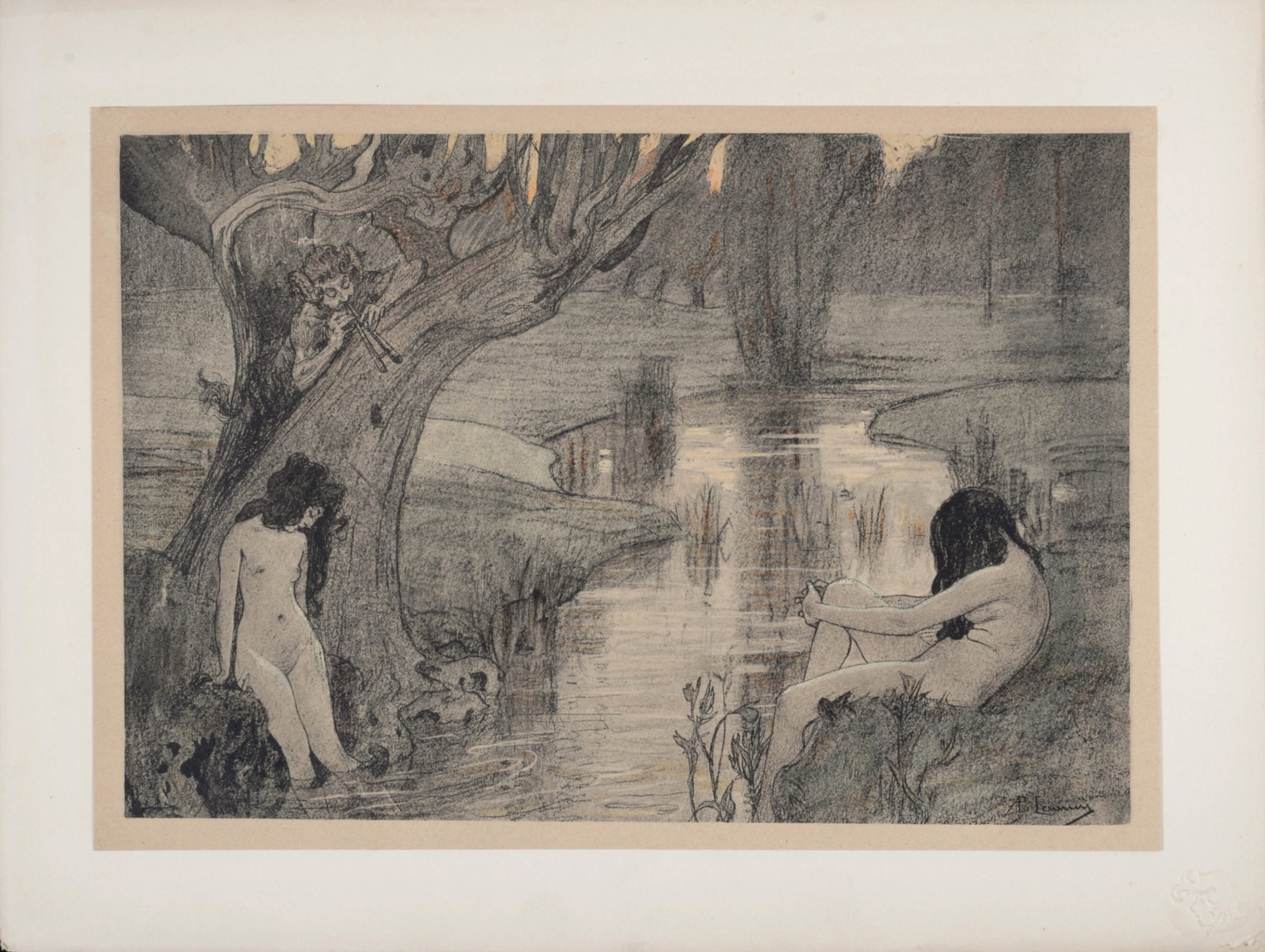 Paul Albert Laurens - Le Bain des Nymphes, 1897: Paul Albert Laurens (1870-1934) Le Bain des Nymphes, 1897 Lithograph on wove paper. Signed on the plate lower right margin. L'Estampe Moderne's blind stamp on the bottom right corner. Dimensions: +Siz