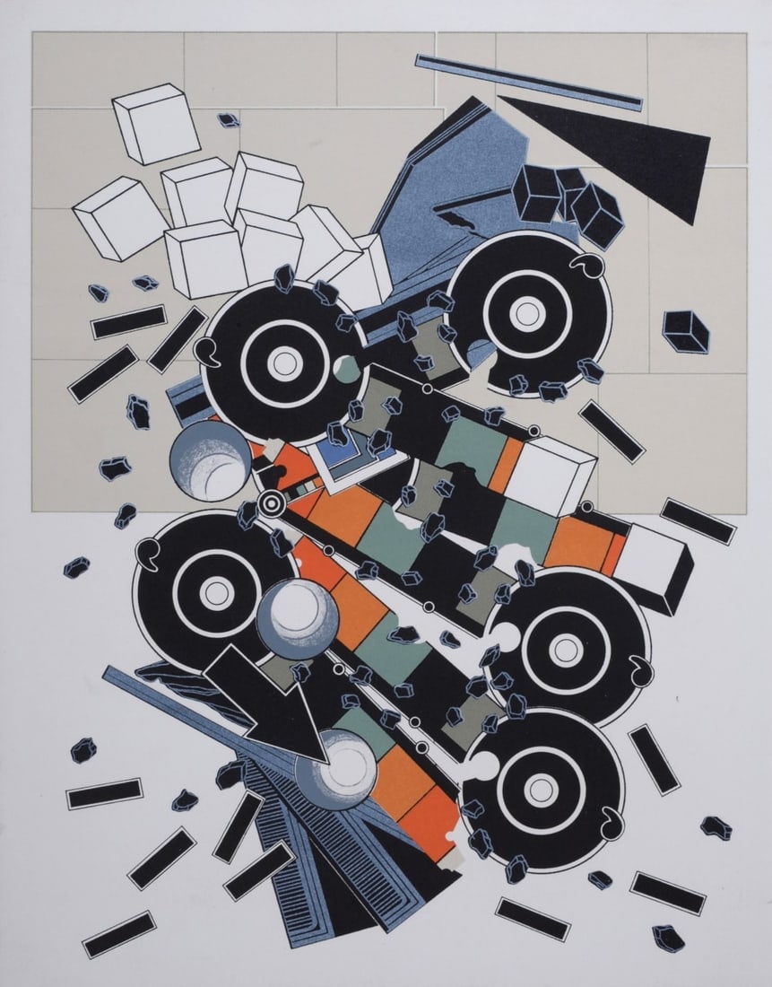 Alain Le Yaouanc : Construction (Hommage aux batisseurs), 1978: Alain Le Yaouanc (1940-) Construction (Hommage aux batisseurs), 1978 Lithograph in colors on velin paper. Unsigned and unnumbered. Dimensions: + Size of the issue : 40,5 x 31,5 cm /15,9 x 12,4 in. Pub