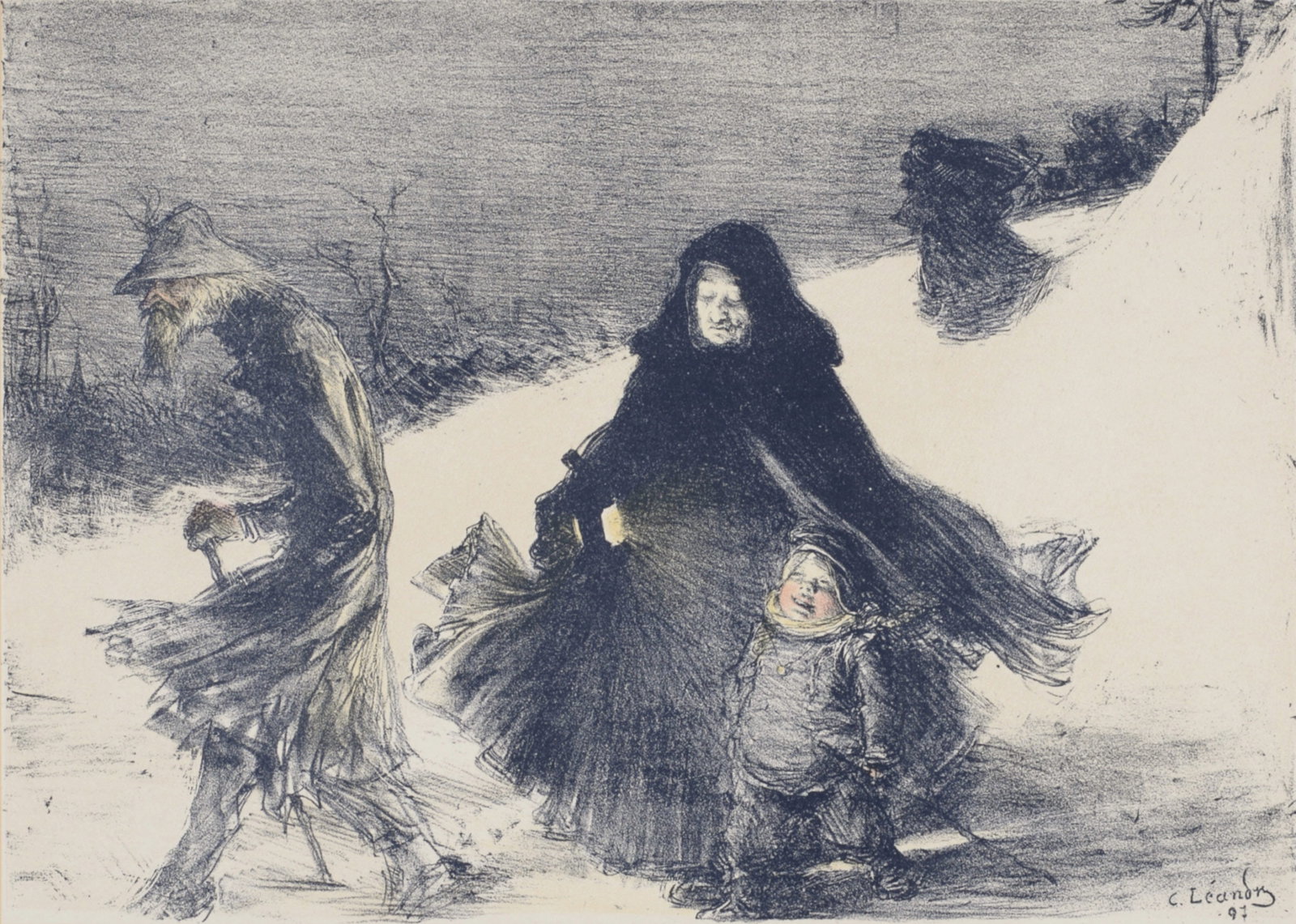 Charles Leandre - Noel, 1897: Charles Leandre (1862-1934) Noel, 1897 Lithograph on wove paper. Signed on the plate lower right margin. L'Estampe Moderne's blind stamp on the bottom right corner. Dimensions: +Size of the sheet : 30