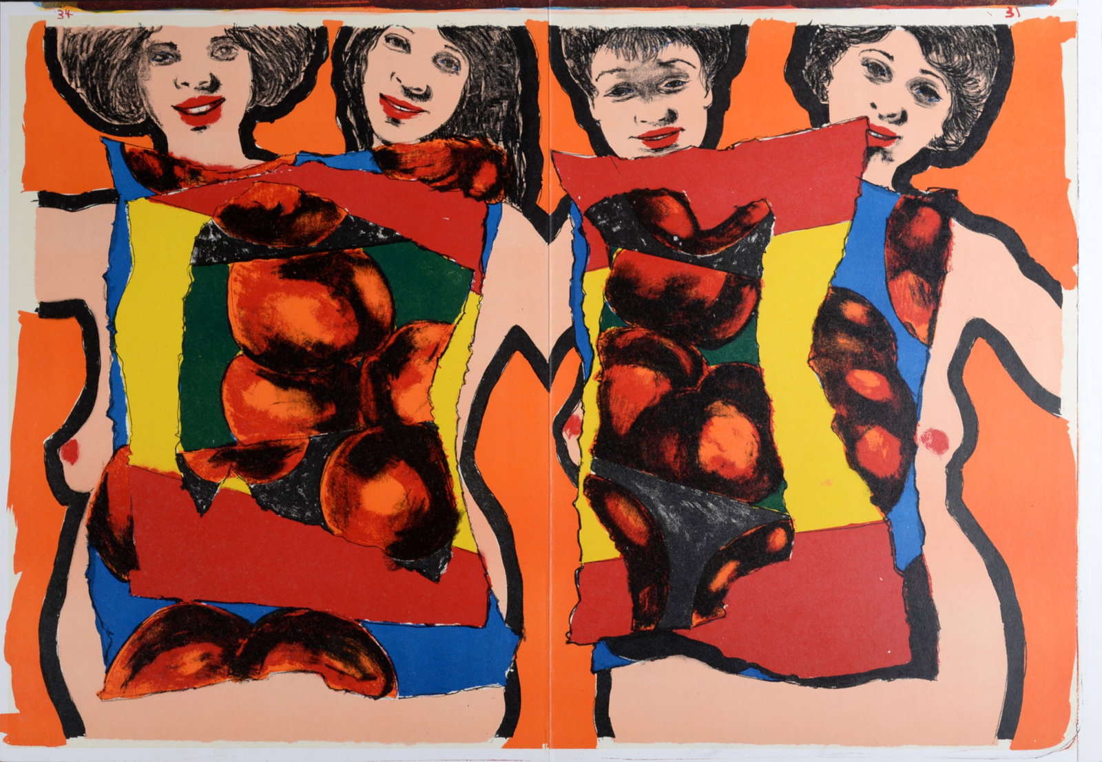 Alfred Leslie - Dallas Collectors Club, 1964: Alfred Leslie (1927-) Dallas Collectors Club, 1964 Original lithograph on wove paper, printed on double pages. With one color lithograph by Antonio Saura on verso. Dimensions: + Size of the sheet: 41 