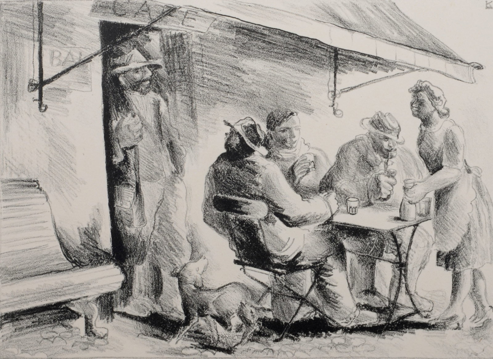 Karin Lieven - Au cafe, 1930 - Hand signed! (1 of 6)