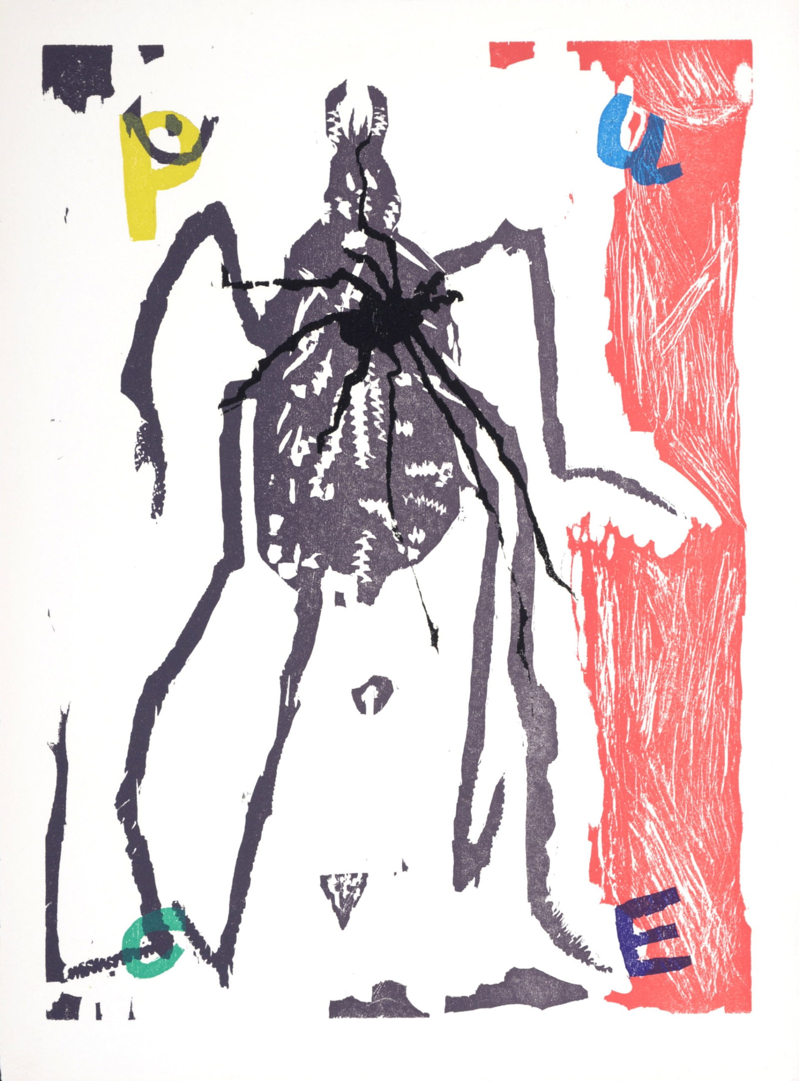 Bernard Lorjou - La Puce, 1965: Bernard Lorjou (1908-1986) La Puce, 1965 Woodcut print on Auvergne Richard de Bas paper. Edition of 200. Dimensions: + Size of the sheet: 38,5 x 28,3 cm / 15,1 x 11,1 in. + Size of the image: 35 x 25 