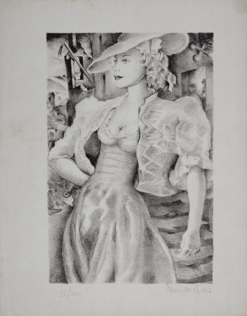Mariette Lydis (1890-1970) : Polly Peachum, 1938: Mariette Lydis (1890-1970) Polly Peachum, 1938 Lithograph in colors on velin paper. Hand-signed in pencil lower right. Hand-numbered in pencil 22/200 lower left. Dimensions: + Size of the sheet : 33.6