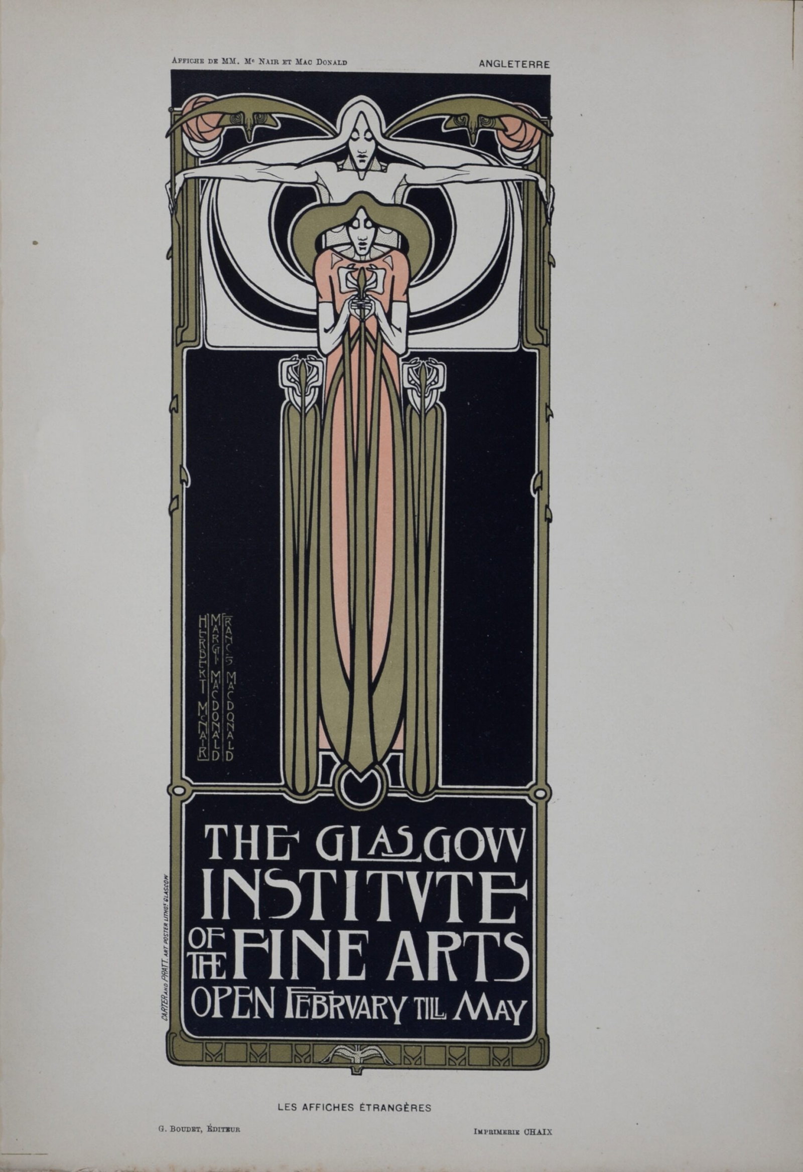 Herbert McNair, Margaret and Frances MacDonald : The Glasgow Institute, 1897: Herbert McNair, Margaret and Frances MacDonald The Glasgow Institute, 1897 Lithograph on wove paper. Signed on the plate Dimensions: + Size of the sheet: 31,5 x 22,5 cm / 12.4 x 8.9 in This lithograph