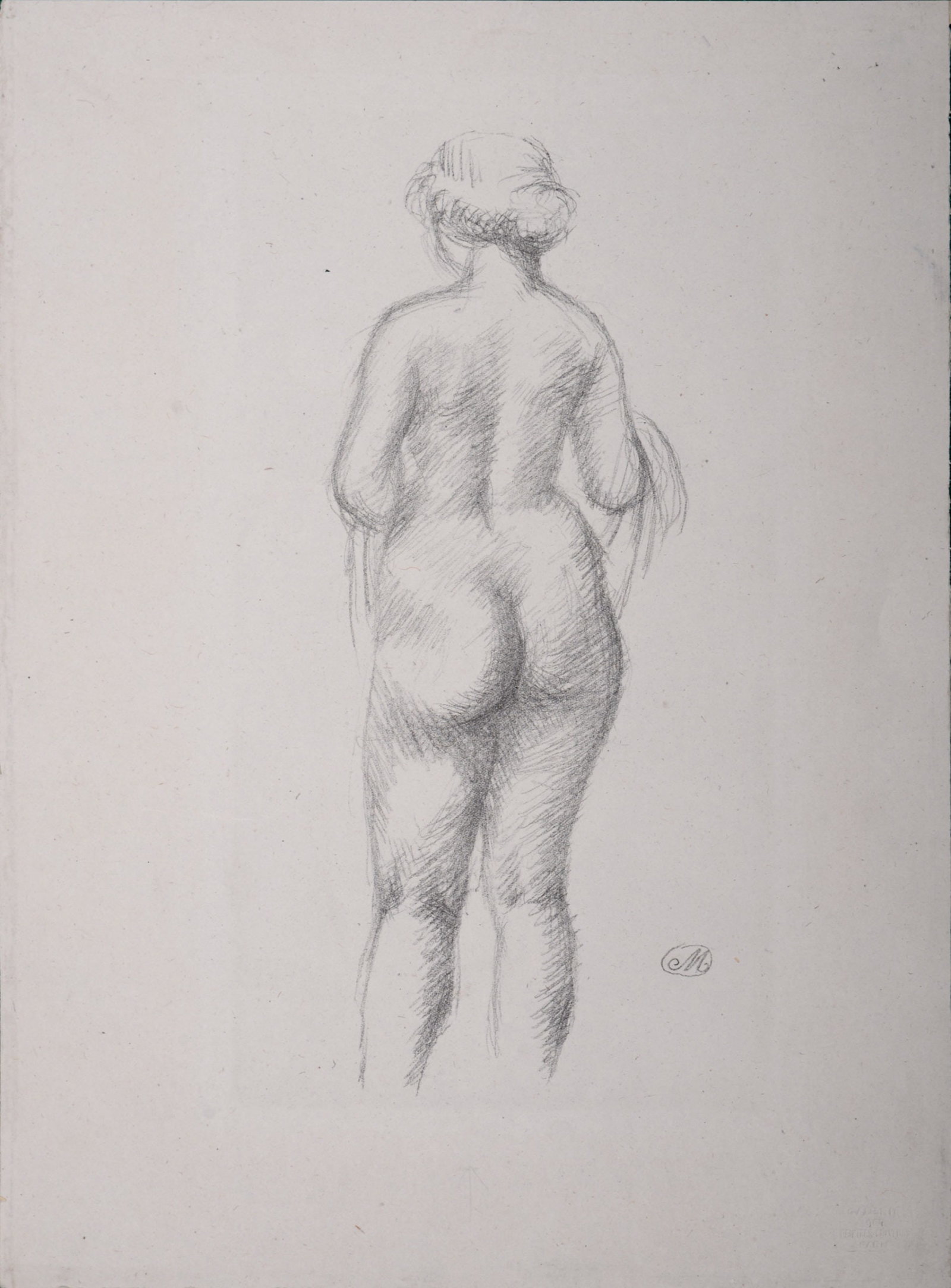 Aristide Maillol - Nu de dos, 1925: Aristide Maillol Nu de dos, 1925 Lithograph on China paper. Plate-signed lower right margin with Aristide Maillol's monogram. Blind stamp "Galerie des Maitres-Graveurs Paris" on the bottom right corne