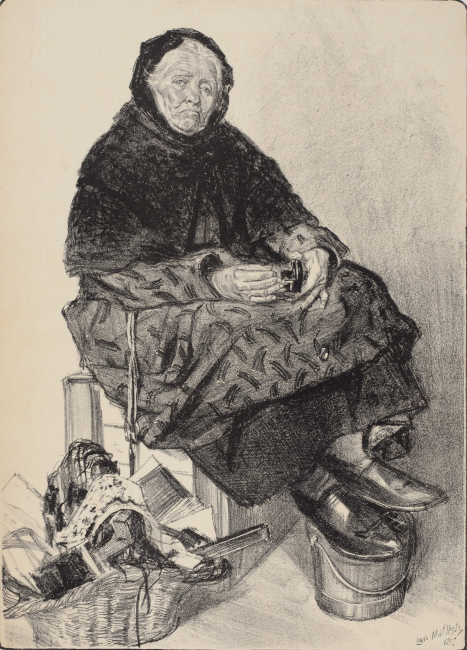 Louis Malteste - Marchande de Lacets, 1897: Louis Malteste (1862-1928) Marchande de Lacets, 1897 Lithograph on wove paper. Signed on the plate lower right margin. L'Estampe Moderne's blind stamp on the bottom right corner. Dimensions: +Size of 