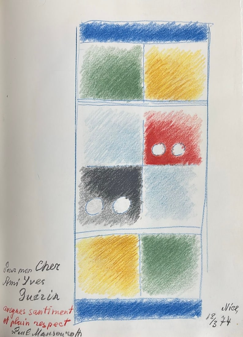 Paul Mansouroff : Composition, 1974 (Coloured pencils) (1 of 1)