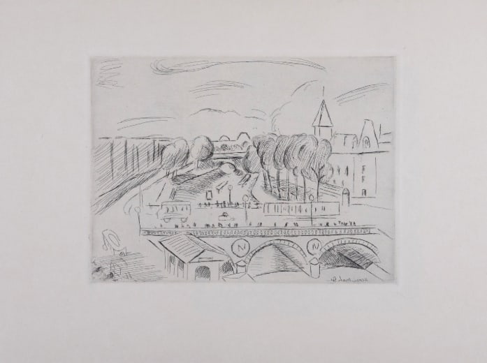 Henri Matisse : Le Pont Saint-Michel, 1927: Henri Matisse (1869-1954) Le Pont Saint-Michel, 1927 Original etching on paper (drypoint) Dimensions: + Size of the sheet : 32.1 x 24.5 cm / 9.6 x 12.6 in. + Size of the image : 19.7 x 15 cm / 7.7 x 5