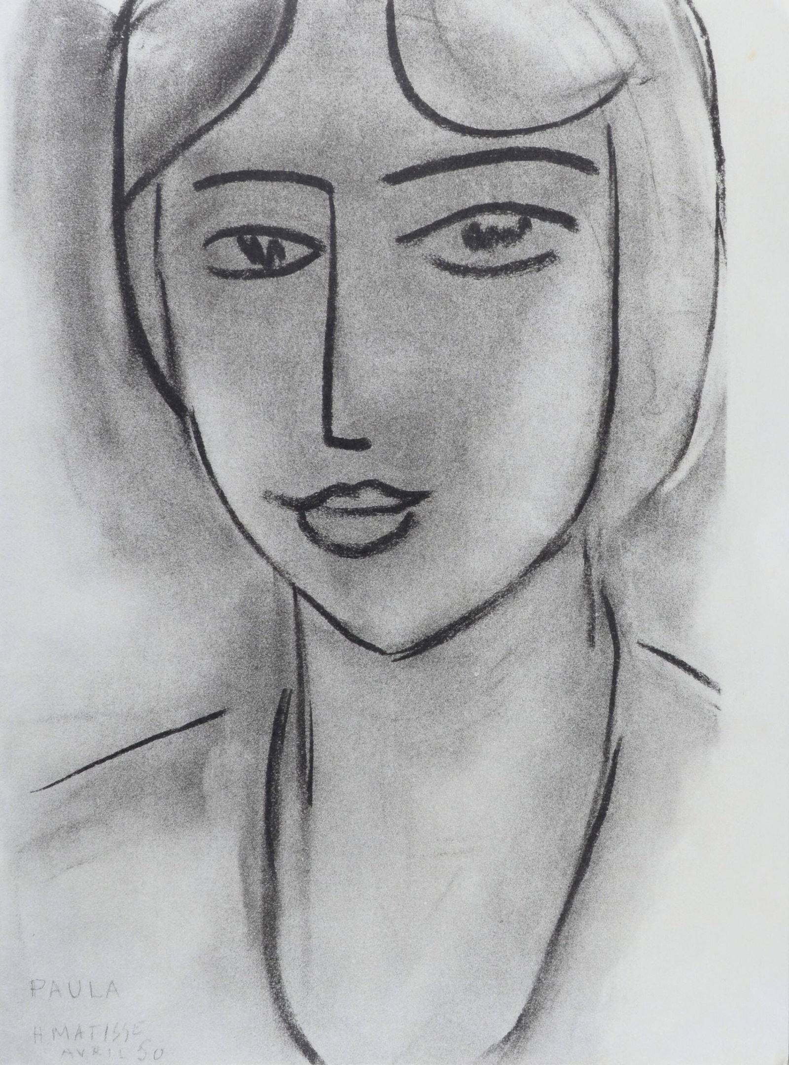 Henri Matisse (After) : Paula, 1981: Henri Matisse (After) Paula, 1981 Lithograph in black and white on vellum paper, after a drawing by the artist. Plate-signed lower left. Dimensions: + Size of the sheet: 38 x 28 cm / 15 × 11 in. This