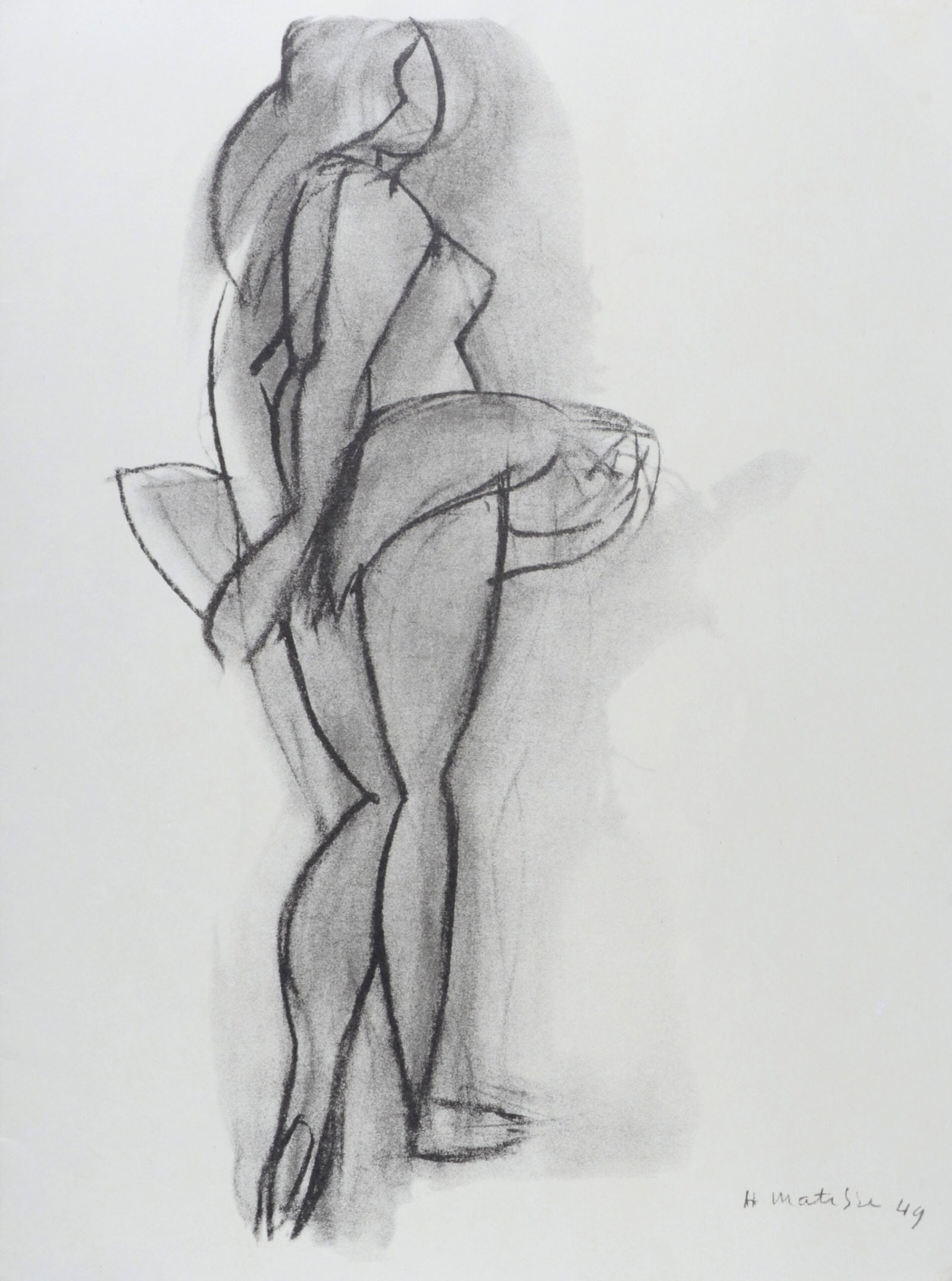 Henri Matisse (After) : Femme, 1981: Henri Matisse (After) Femme, 1981 Lithograph in black and white on vellum paper, after a drawing by the artist. Plate-signed lower right. Dimensions: + Size of the sheet: 38 x 28 cm / 15 × 11 in. Thi