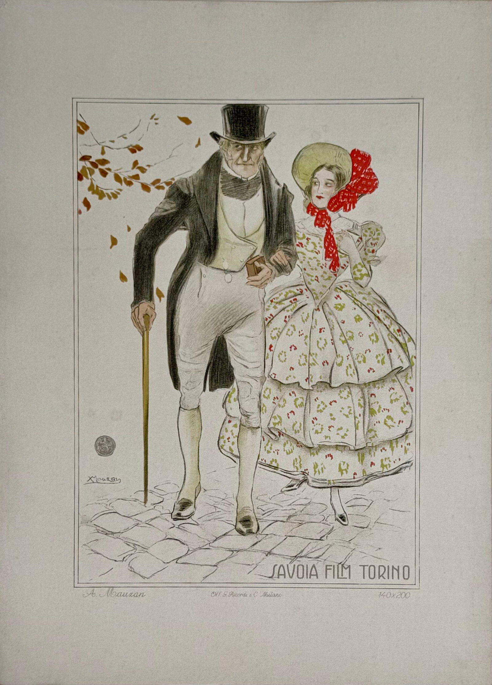 Achille Lucien Mauzan : Savoia Film Torino, 1914 (Ricordi Portfolio): Achille Lucien Mauzan (1883-1952) Savoia Film Torino, 1914 Lithograph on thick paper. Scarce lithograph from the iconic portfolio Ricordi! Dimensions: Size of the sheet: 36 x 26 cm / 14,1 x 10,2 in. P