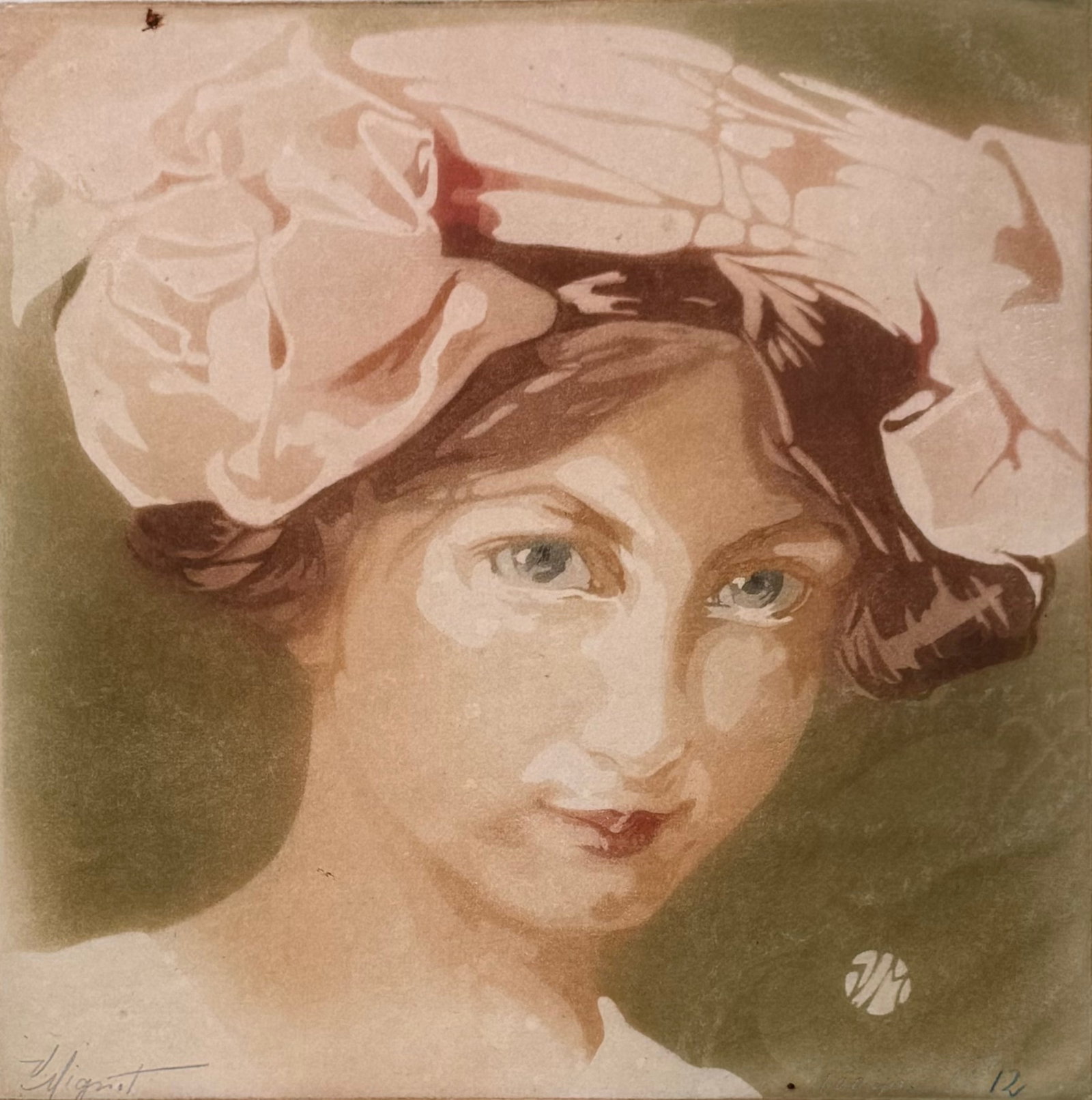 Victor Mignot - Tete de fillette, c. 1910 - Hand-signed! (1 of 3)