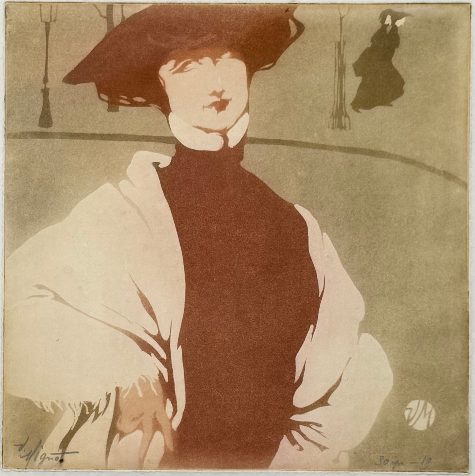 Victor Mignot - Une Passante, c. 1910 - Hand-signed! (1 of 3)