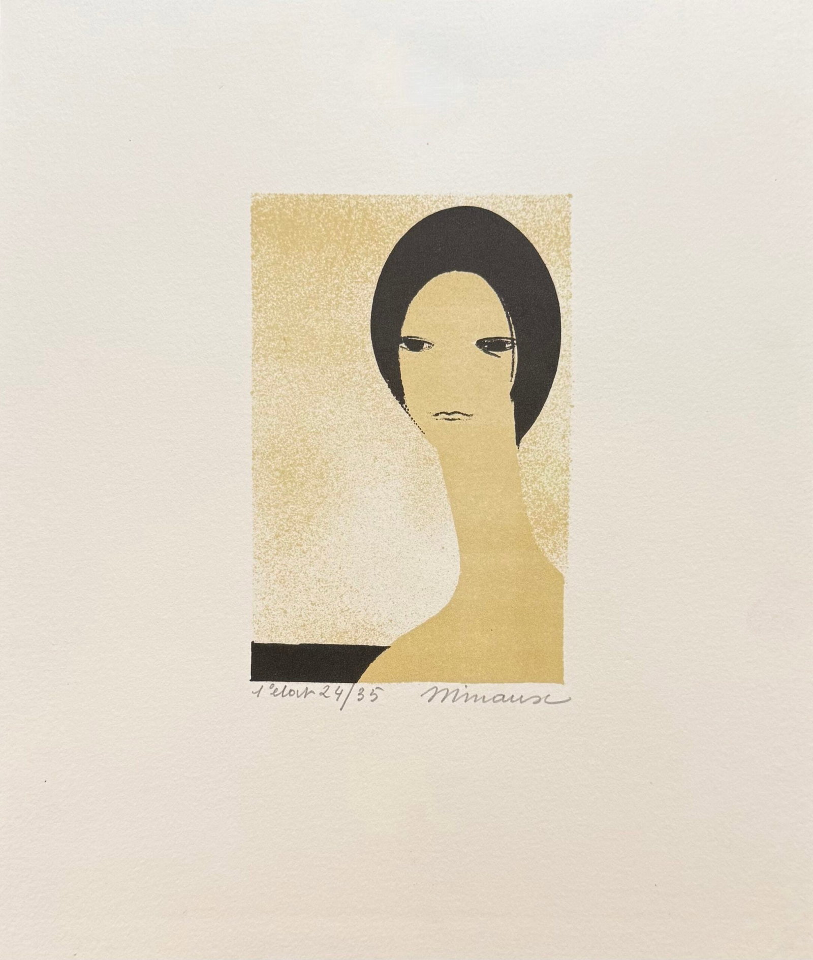 Andre MINAUX : Tete de jeune femme, c. 1975 (signed): Andre Minaux (1923–1986) Tete de jeune femme (Head of a Young Woman), c. 1975 Original lithograph printed in colours on wove paper Annotated "1er etat 24/35" in pencil lower left, signed "Minaux" in