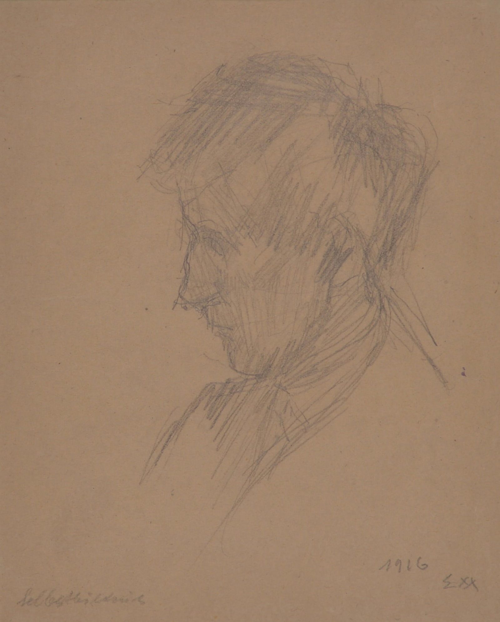 Ernst Morgenthaler : Selbstbildnis - Original drawing, circa 1926: Ernst Morgenthaler (1887-1962) Selbstbildnis, 1926 Original graphite drawing on paper, Hand signed "EM", titled and dated bottom edge Dimensions: • Sheet size: 21 × 17 cm - 8.27 × 6.69 in World