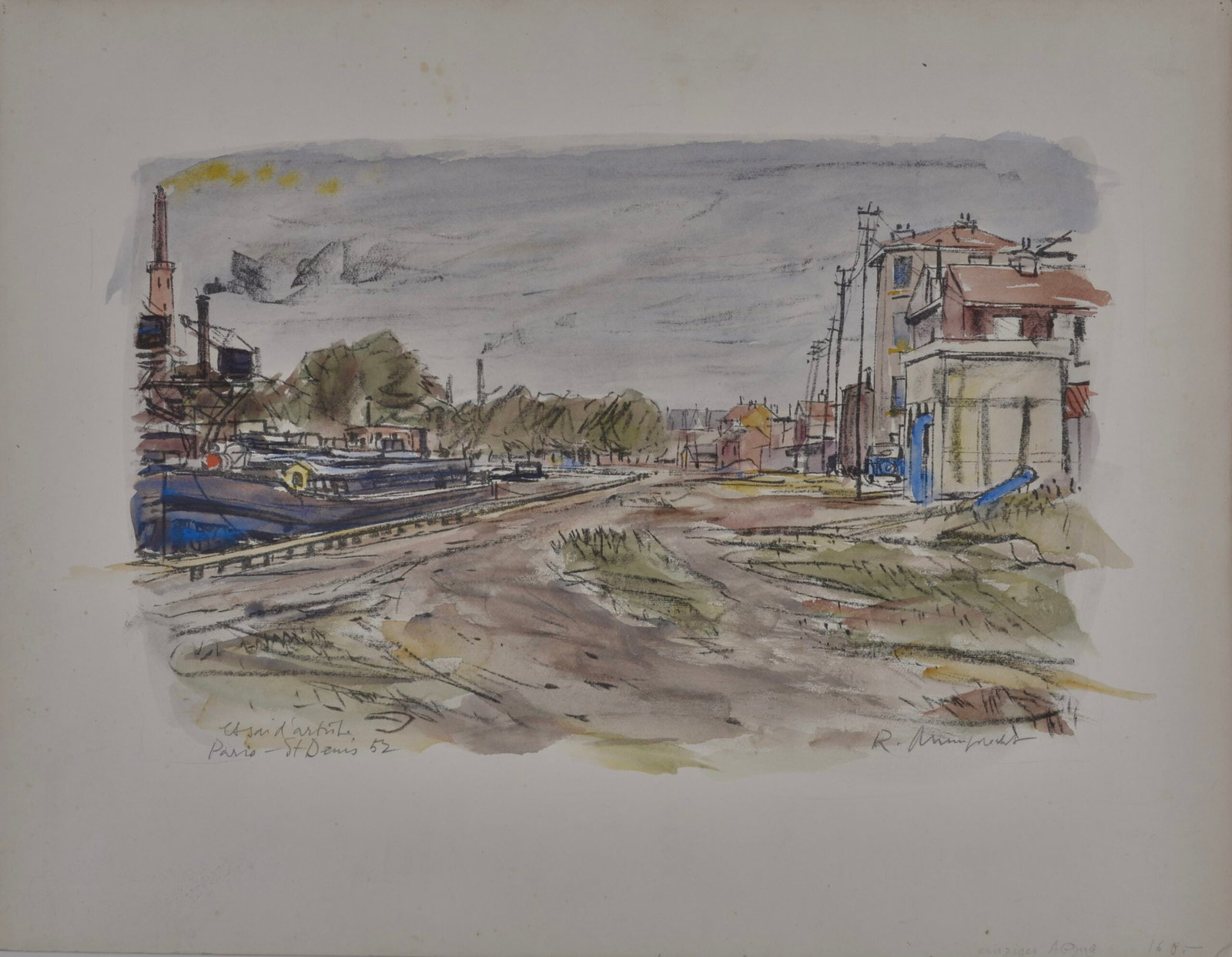 Walter Rudolf Mumprecht : Paris - St. Denis, 1952 (watercoloured) (1 of 5)