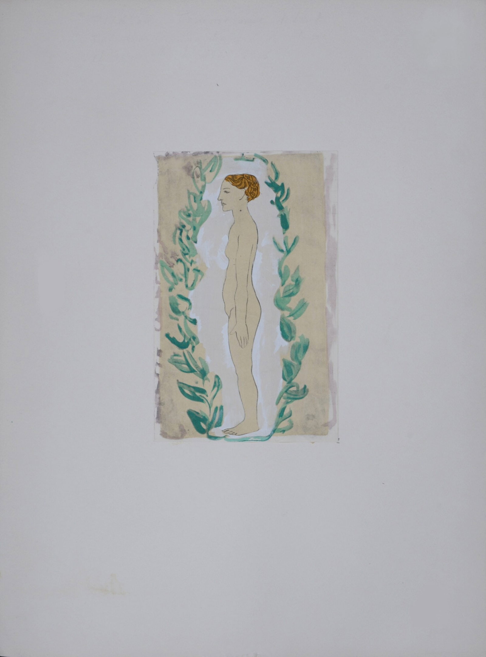 Pablo Picasso (After) - Femme nue debout, 1962: Pablo Picasso (After) Femme nue debout, 1962 Jacomet process print (lithograph) on Velin d’Arches paper, after Picasso’s 1905-1906 Picasso's quill pen and watercolor painting. Dimensions: + Size o