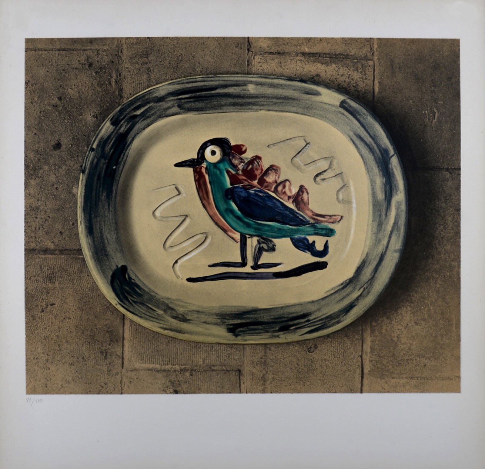 Pablo Picasso : Ceramique, 1967: Pablo Picasso Ceramique, 1967 Lithograph in colors on Arches paper (watermark) from the edition of 100. Only few were hand signed by Picasso. Proof before the text for the poster "Ceramiques / Gravure